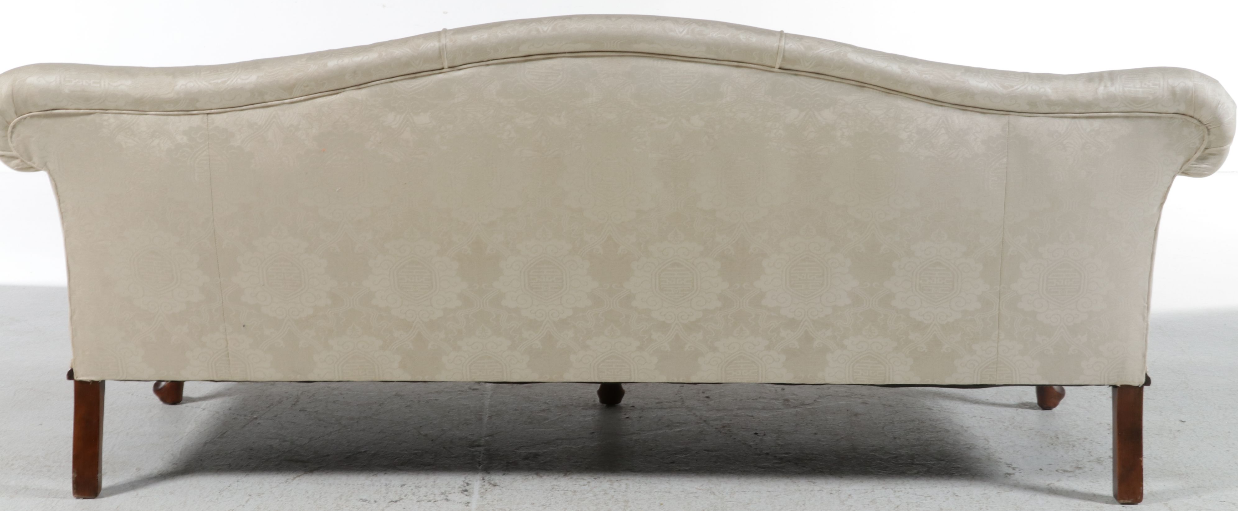 Chippendale Style Camelback Sofa with Damask Upholstery, Late 20th Century