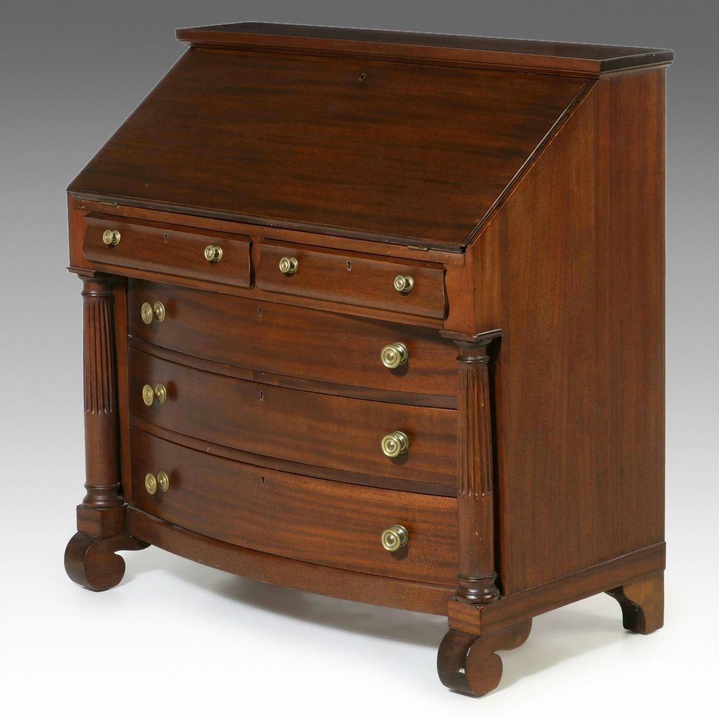American Empire Style Mahogany Slant-Front Desk, Late 19th/ Early 20th Century