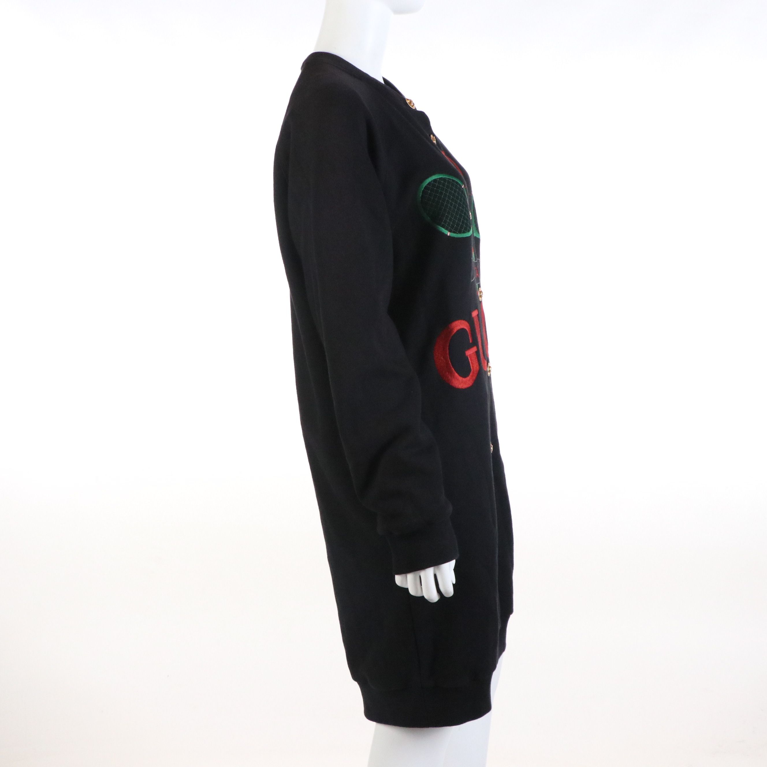 Gucci Reversible Snap-Front Cardigan in Tennis Embroidered Cotton & Floral Silk