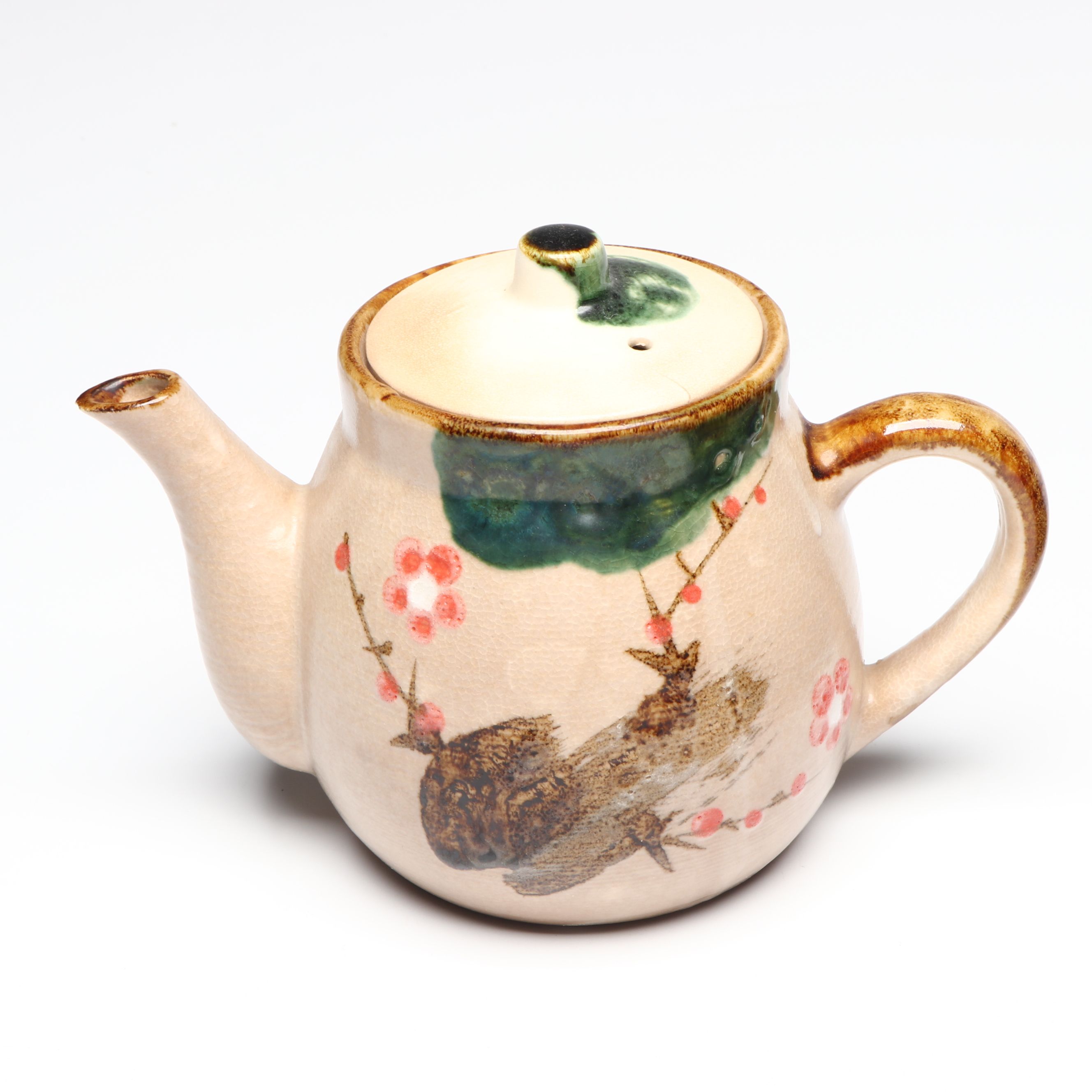 Japanese Oribe Ware Teapot and Other Footed Tray, Tea Pots and Cups