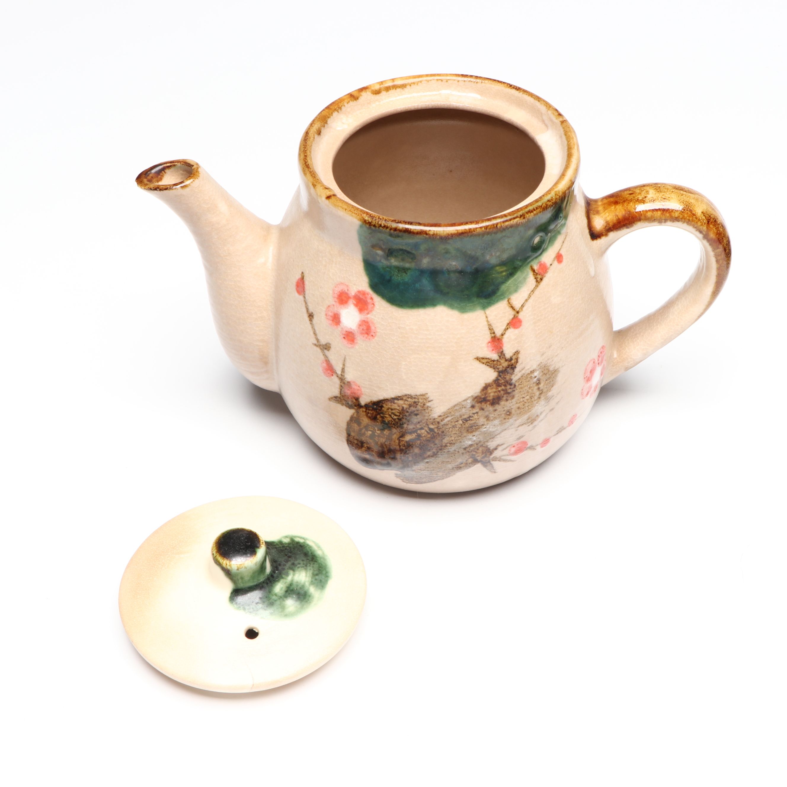 Japanese Oribe Ware Teapot and Other Footed Tray, Tea Pots and Cups