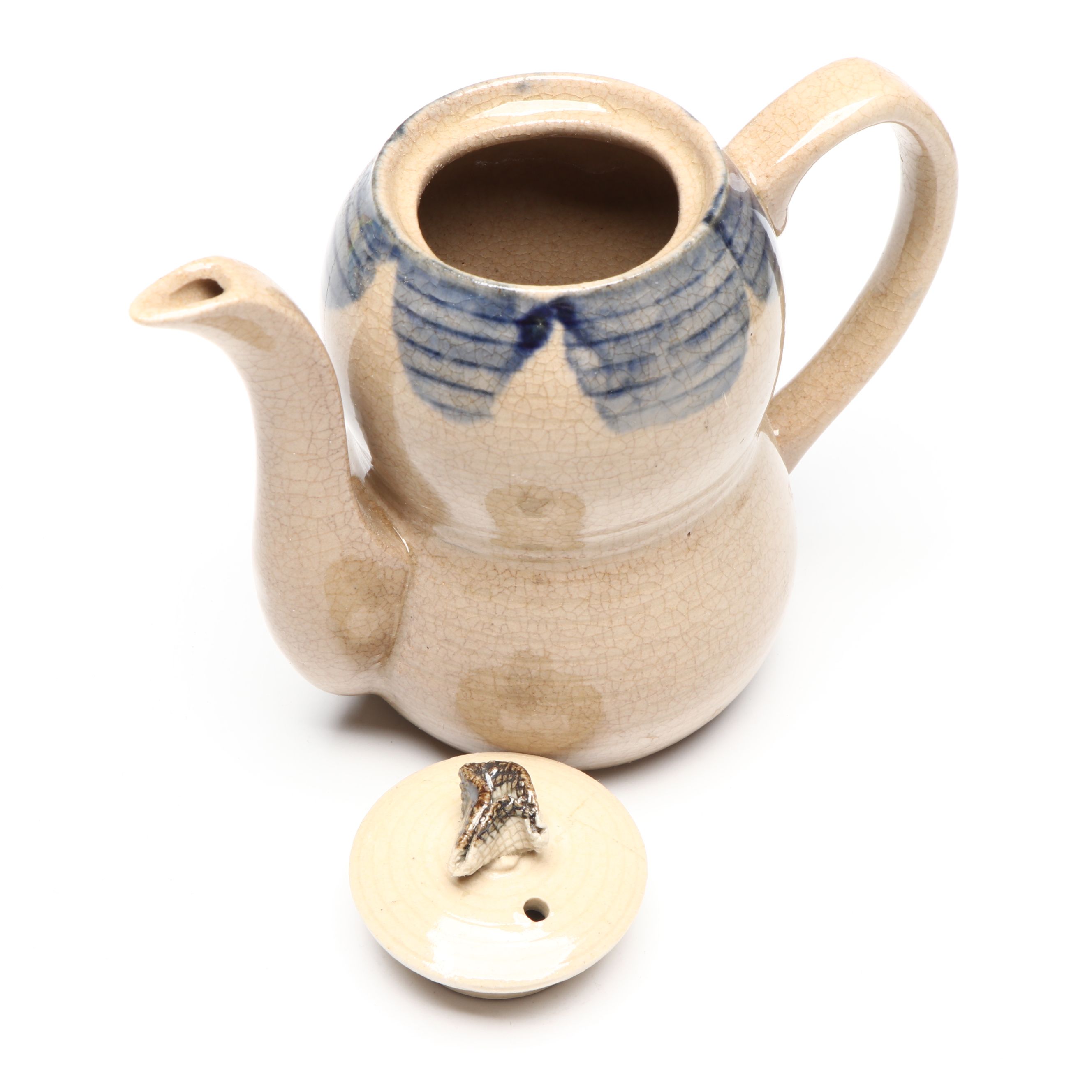 Japanese Oribe Ware Teapot and Other Footed Tray, Tea Pots and Cups