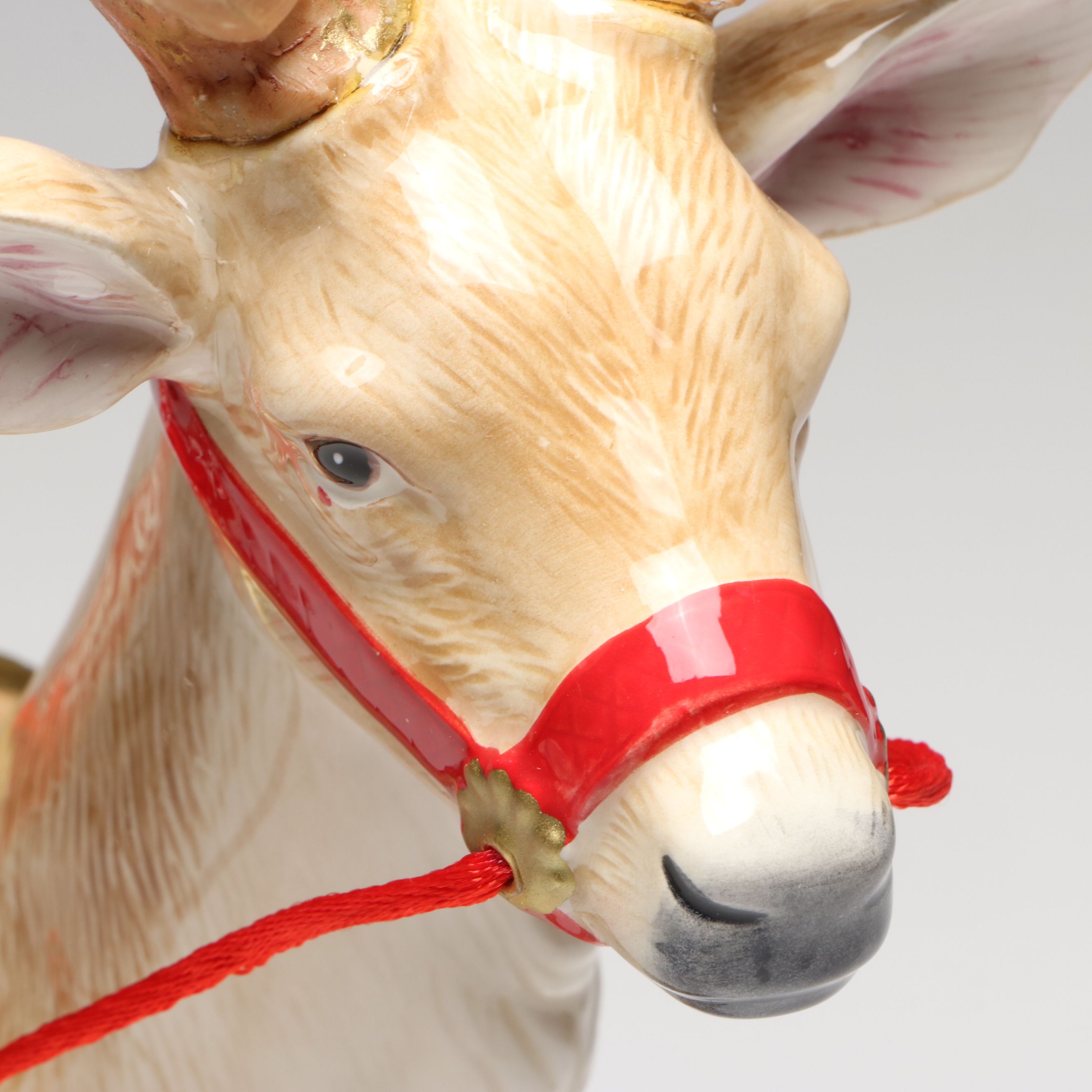 Fitz & Floyd "Town & Country" Ceramic Christmas Reindeer Figurine