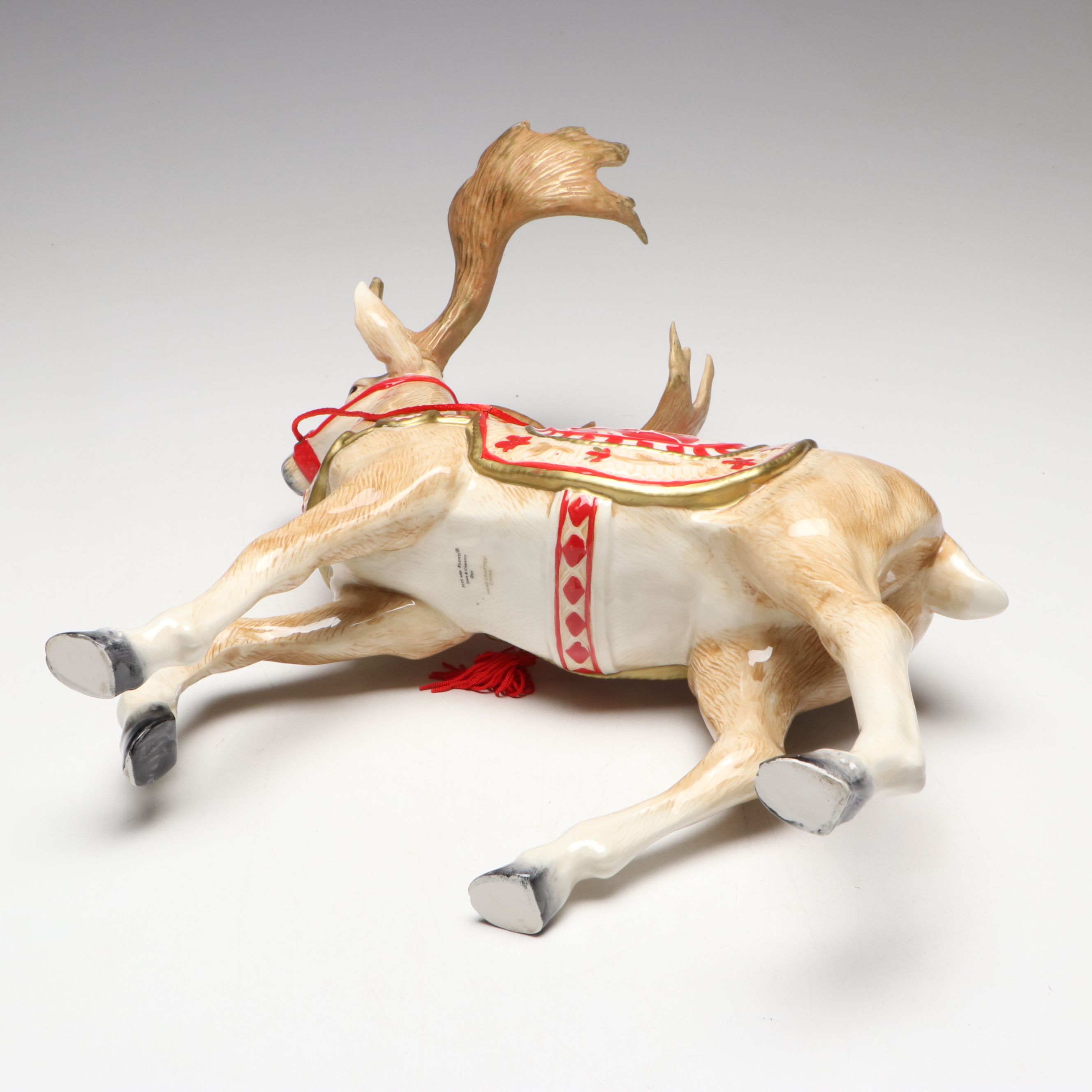 Fitz & Floyd "Town & Country" Ceramic Christmas Reindeer Figurine