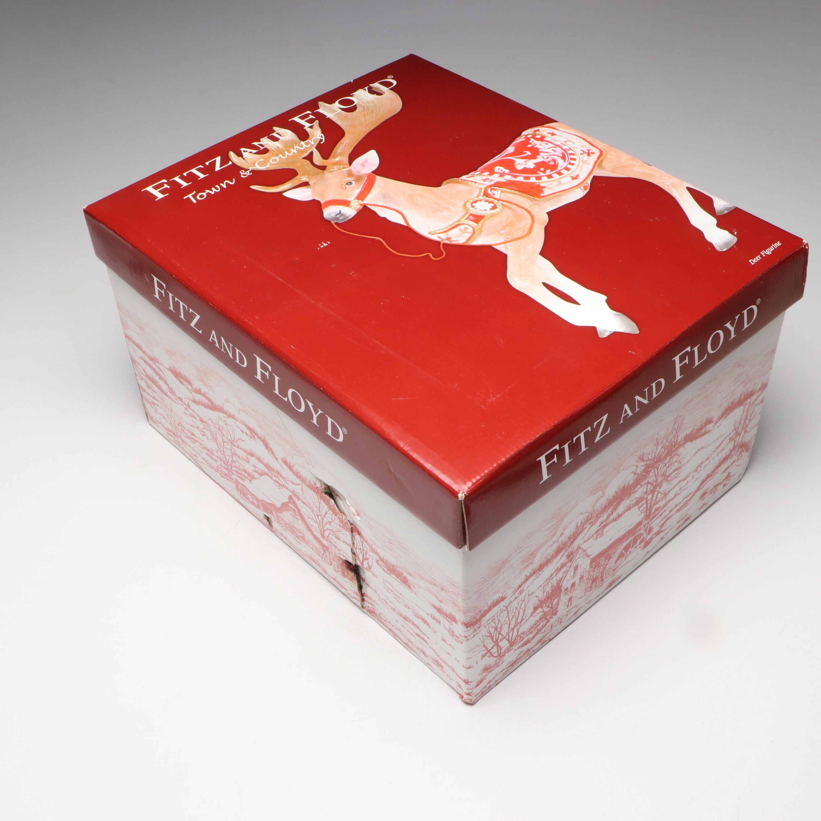 Fitz & Floyd "Town & Country" Ceramic Christmas Reindeer Figurine