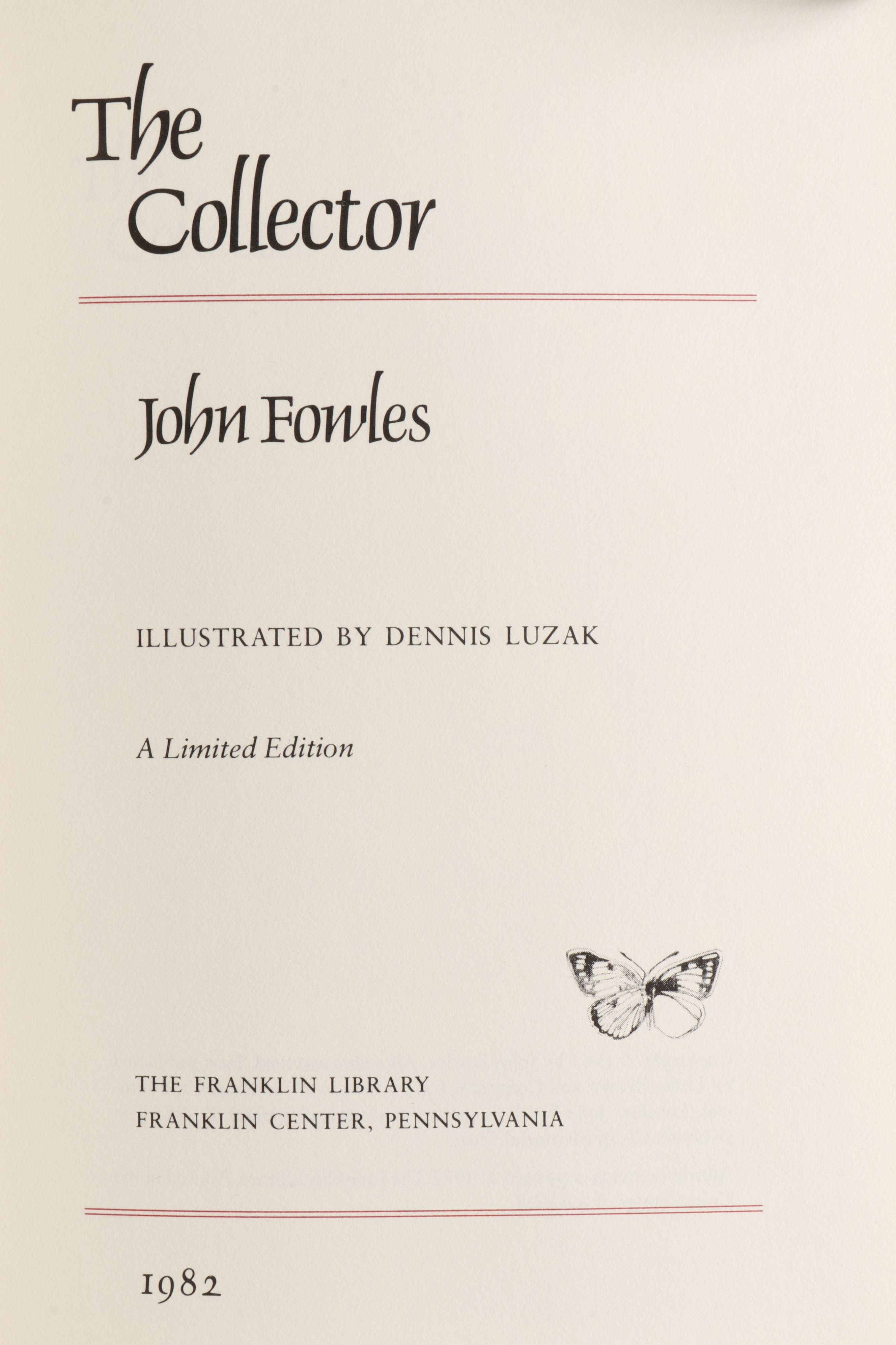 Franklin Library Signed "The Collector" by John Fowles, 1982