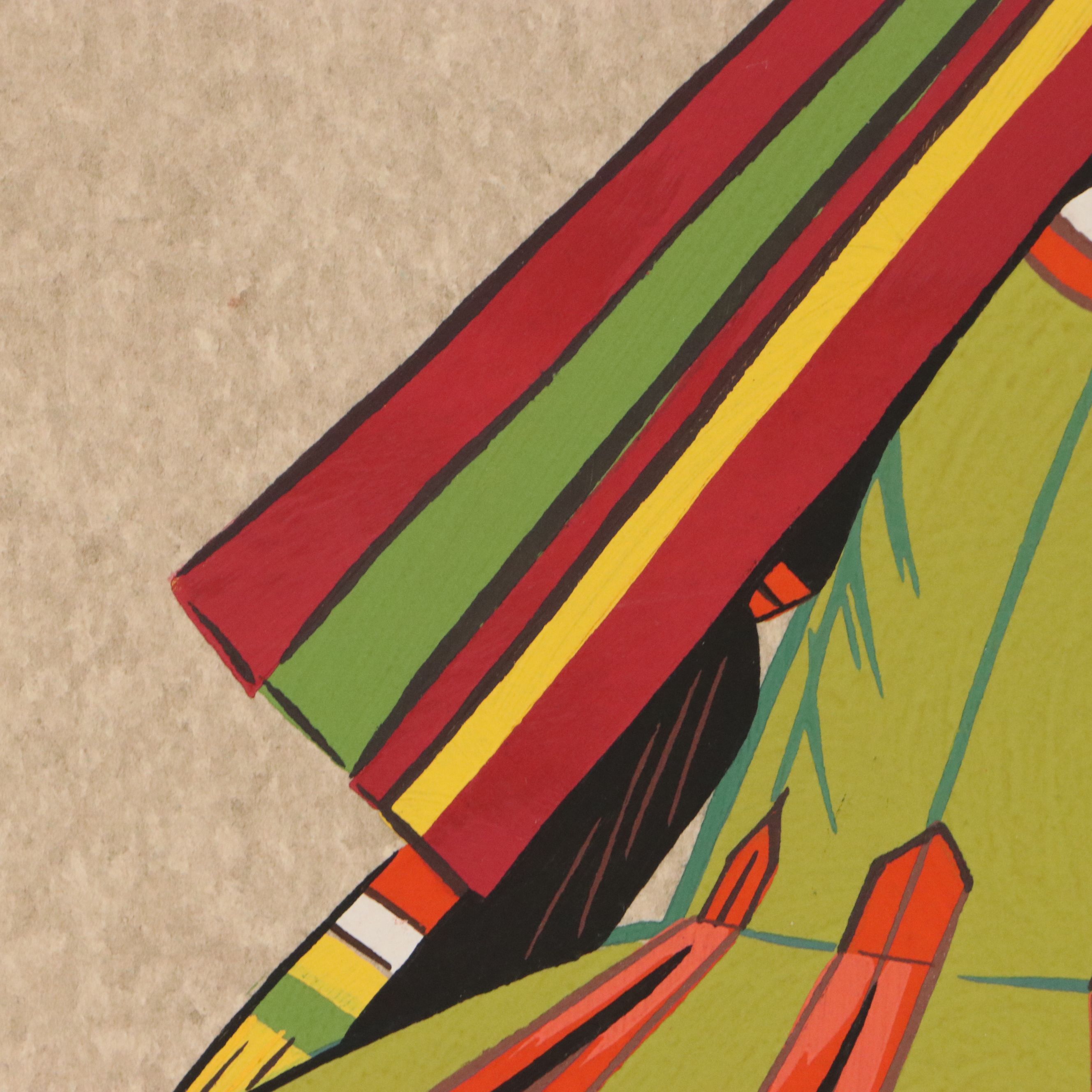 Zofia Stryjeńska Gouache Pochoir from "Polish Peasants Costumes," 1939