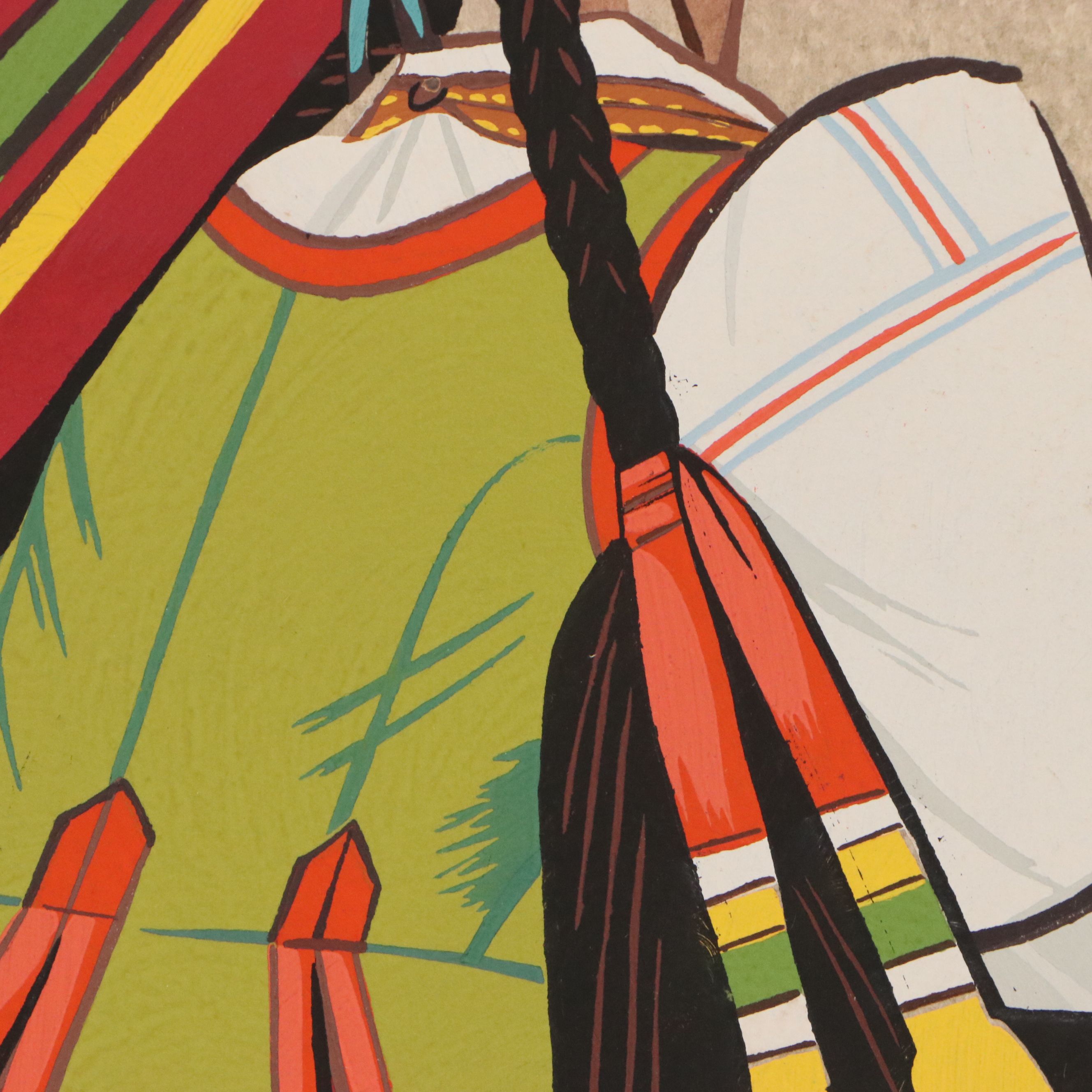 Zofia Stryjeńska Gouache Pochoir from "Polish Peasants Costumes," 1939