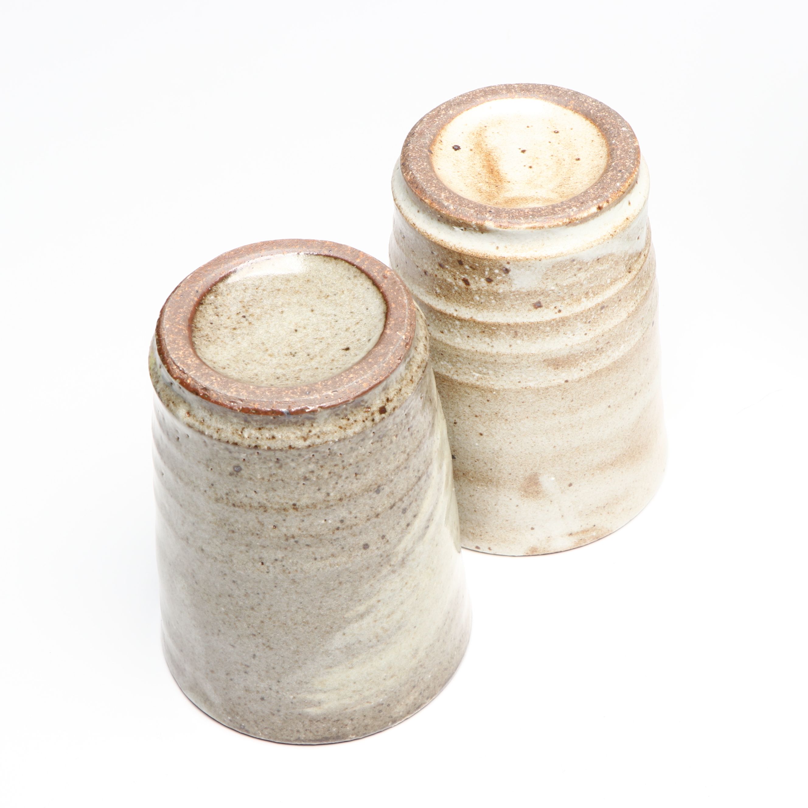 Japanese Oribe Ware Ceramic Square Bowl with Wheel Thrown Plates and Cups