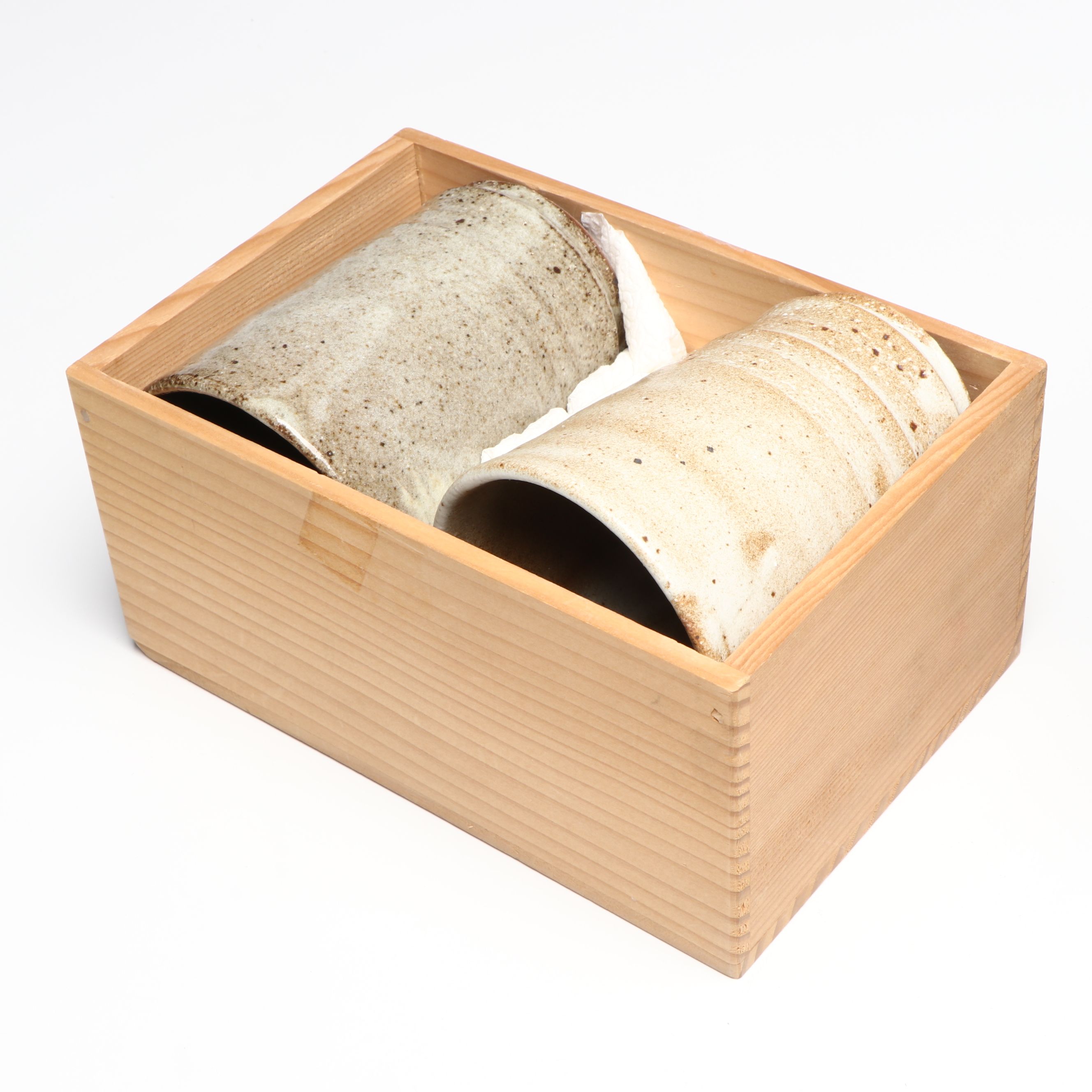 Japanese Oribe Ware Ceramic Square Bowl with Wheel Thrown Plates and Cups