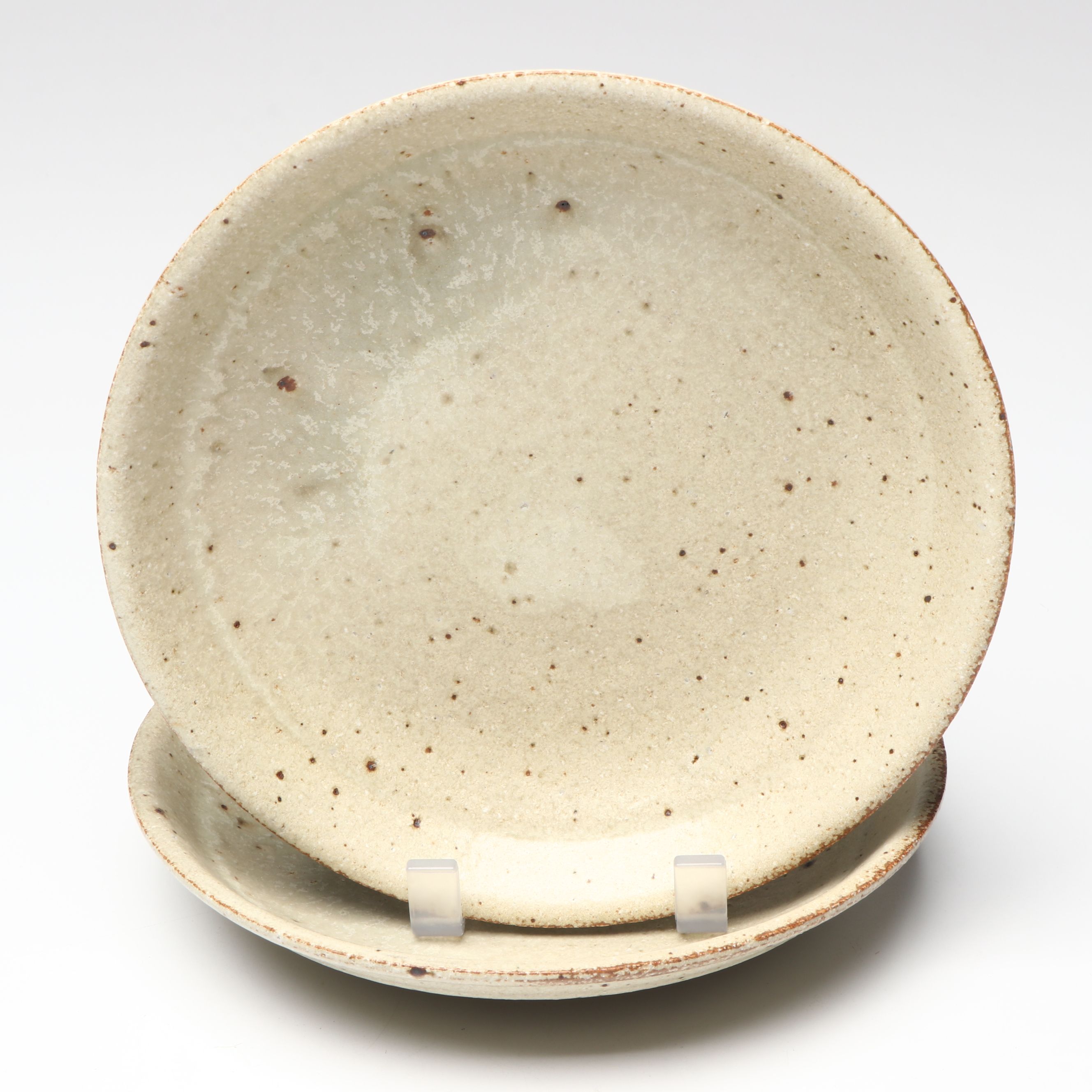 Japanese Oribe Ware Ceramic Square Bowl with Wheel Thrown Plates and Cups