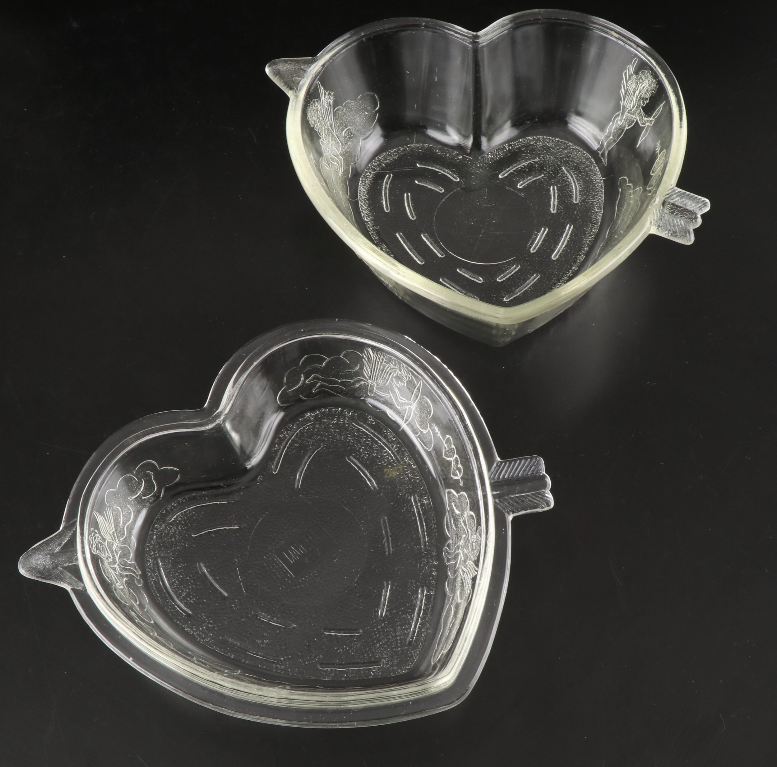 McKee Safe-Bake Cupid Casserole with Other Pressed Glass Serveware and Dishes