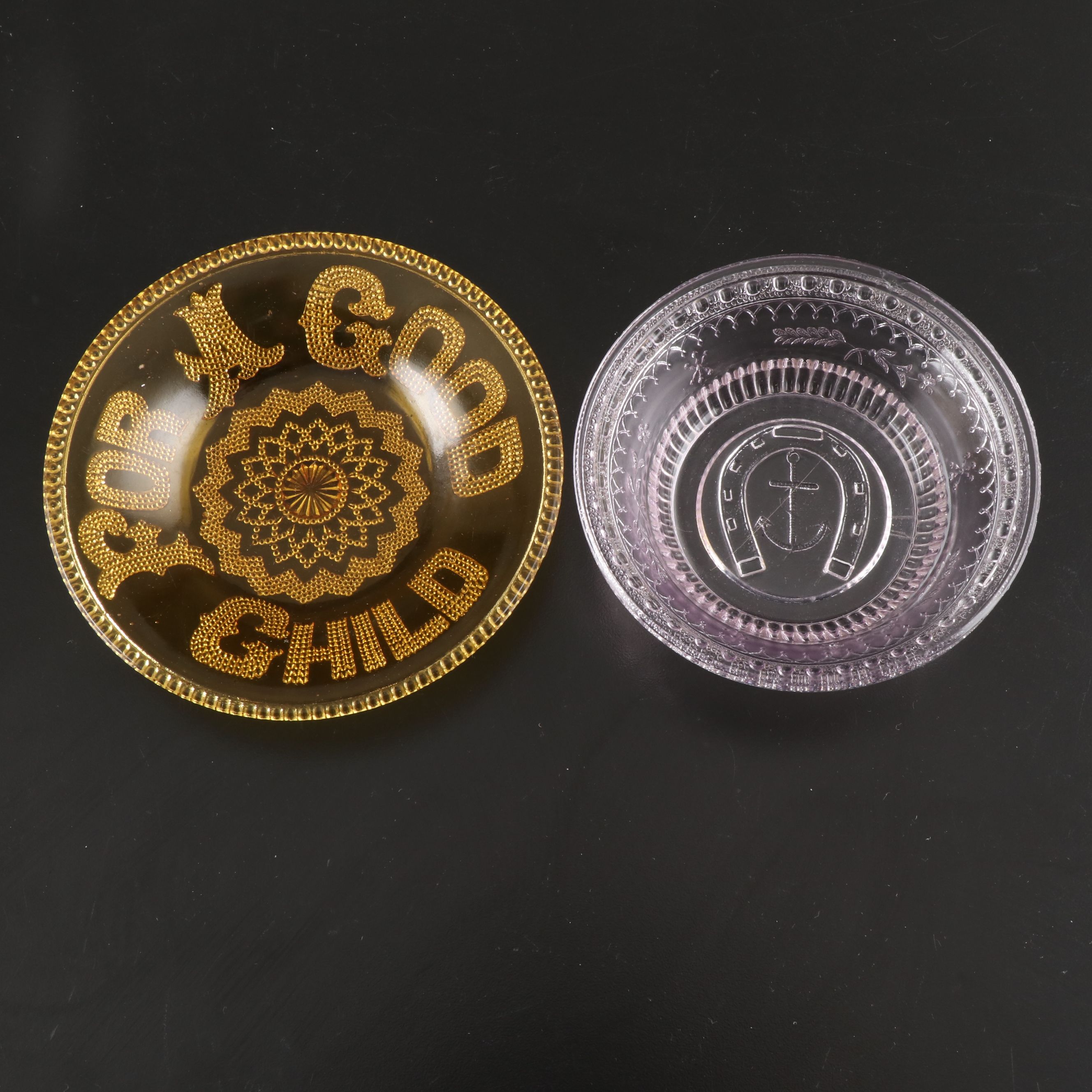 McKee Safe-Bake Cupid Casserole with Other Pressed Glass Serveware and Dishes