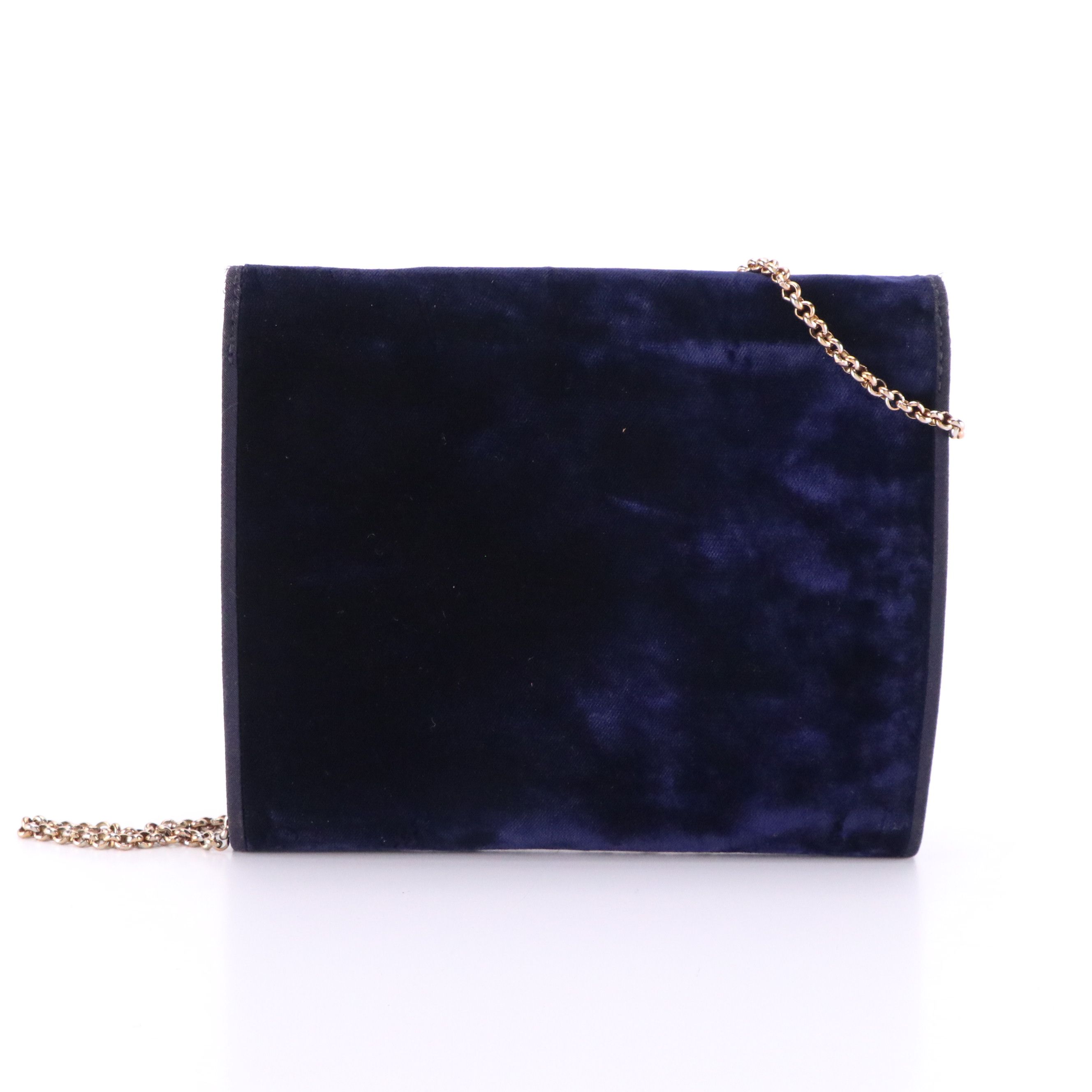 Gucci Navy Blue Velvet Foldover Shoulder Bag