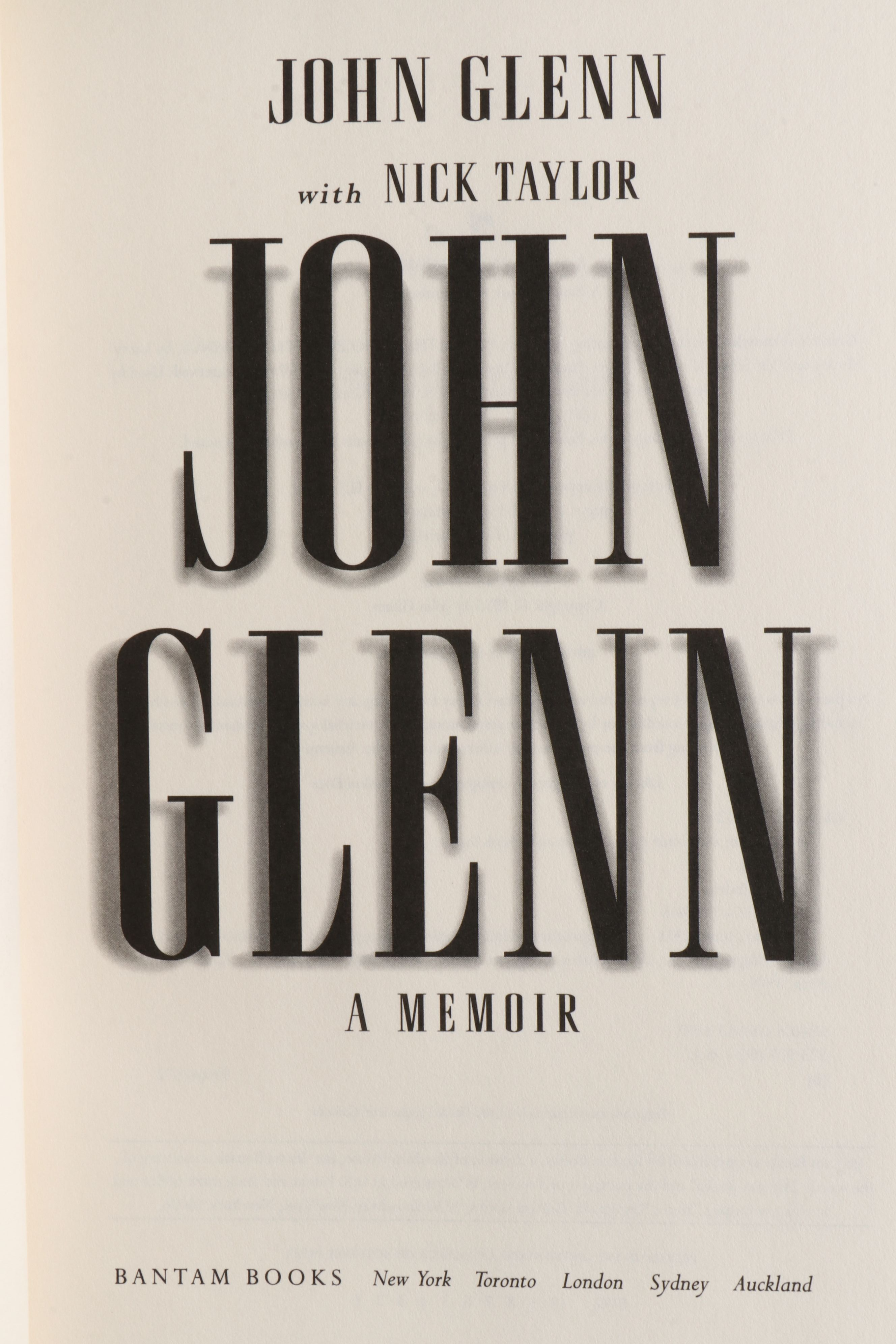 Signed First Printing "John Glenn: A Memoir" by John Glenn, 1999
