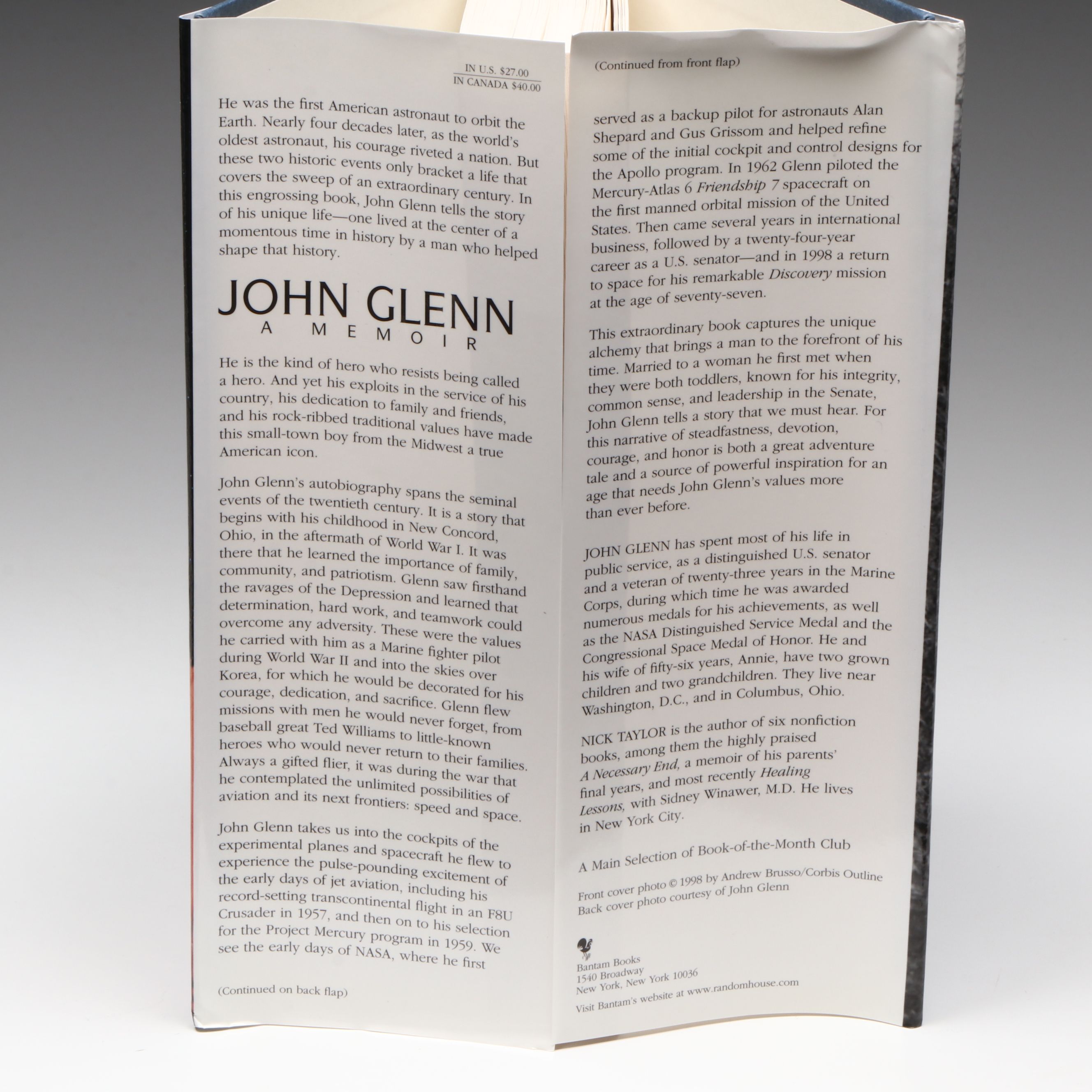 Signed First Printing "John Glenn: A Memoir" by John Glenn, 1999