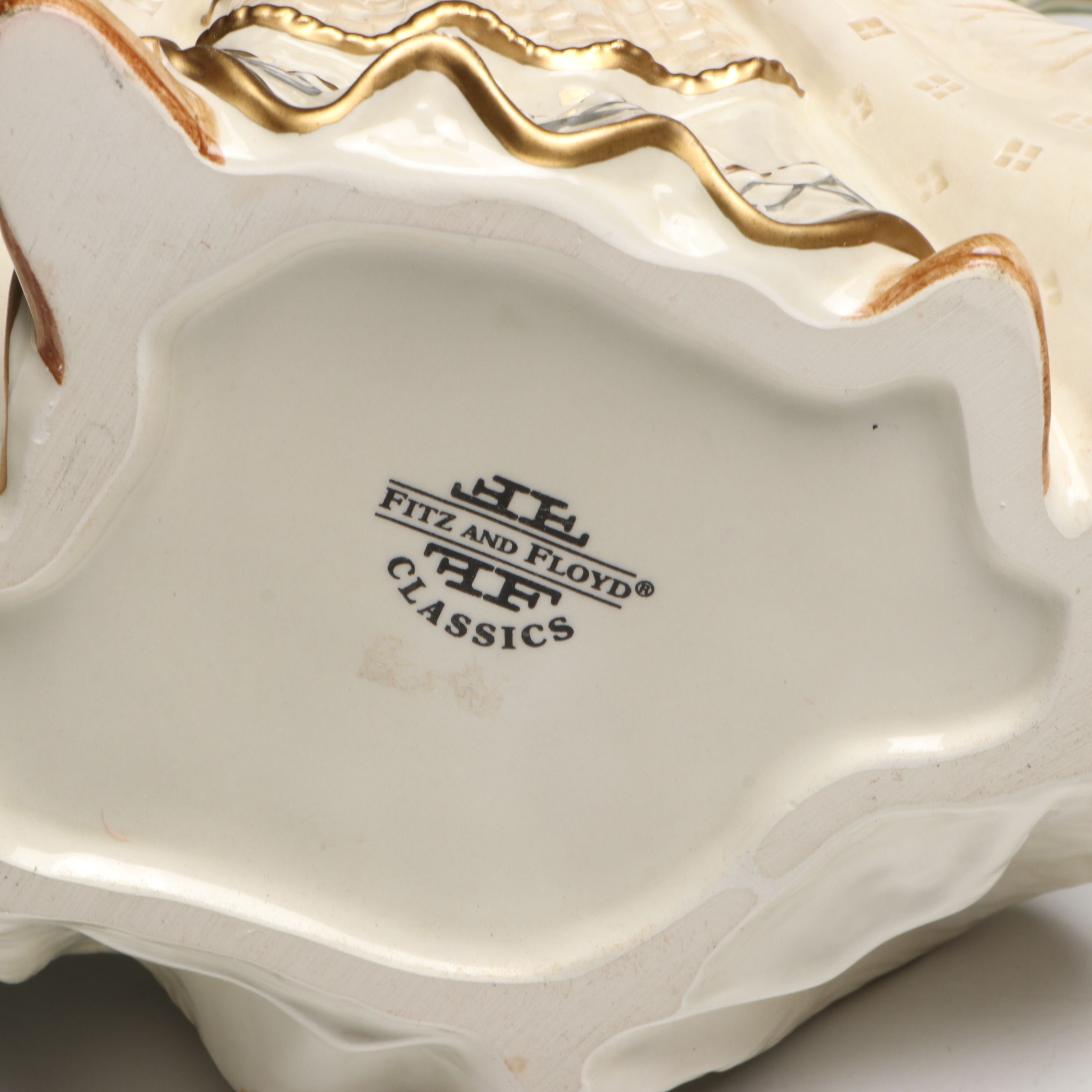 Fitz & Floyd "Damask Holiday" and "Gregorian" Santa Pitchers with Tidbit Server