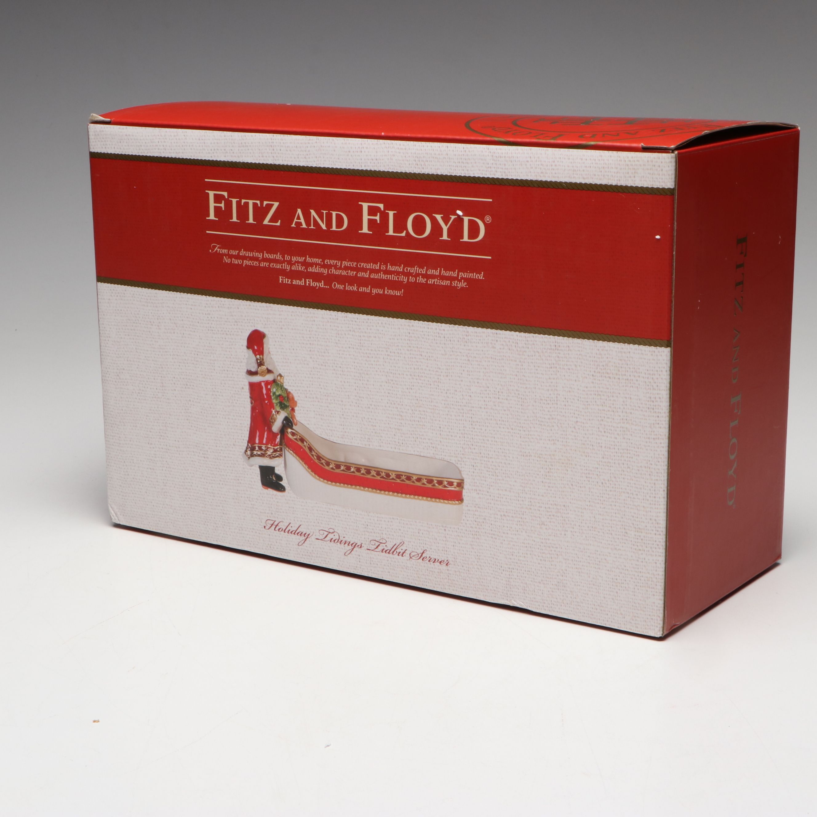 Fitz & Floyd "Damask Holiday" and "Gregorian" Santa Pitchers with Tidbit Server