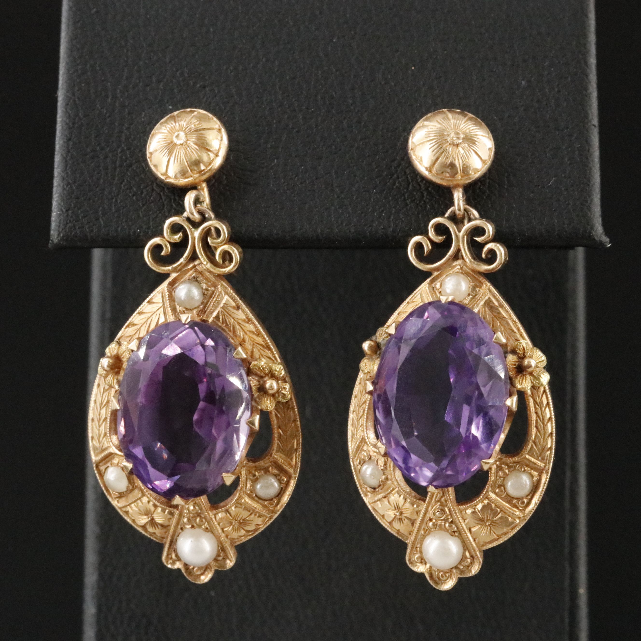 Victorian 14K Amethyst Drop Earrings