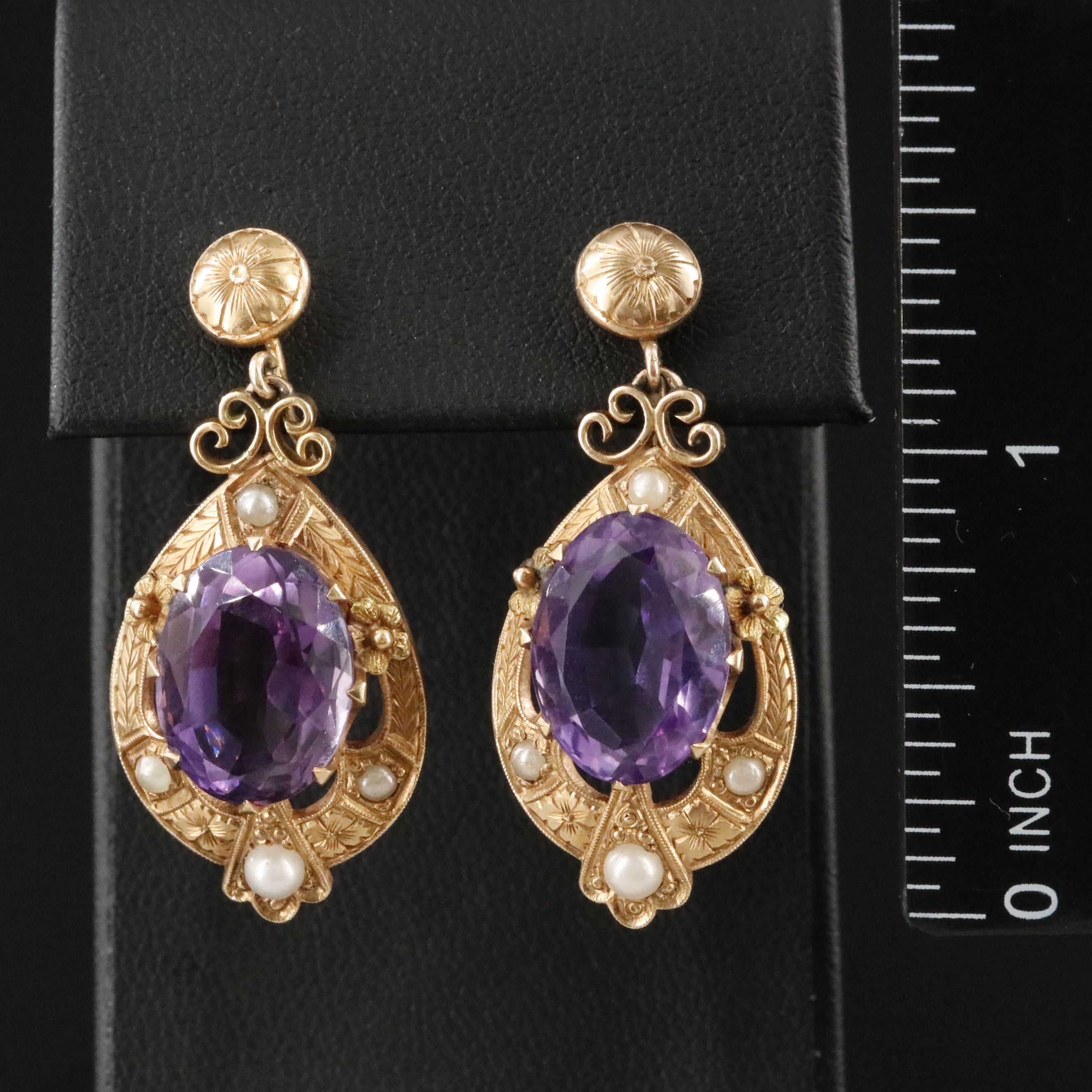 Victorian 14K Amethyst Drop Earrings