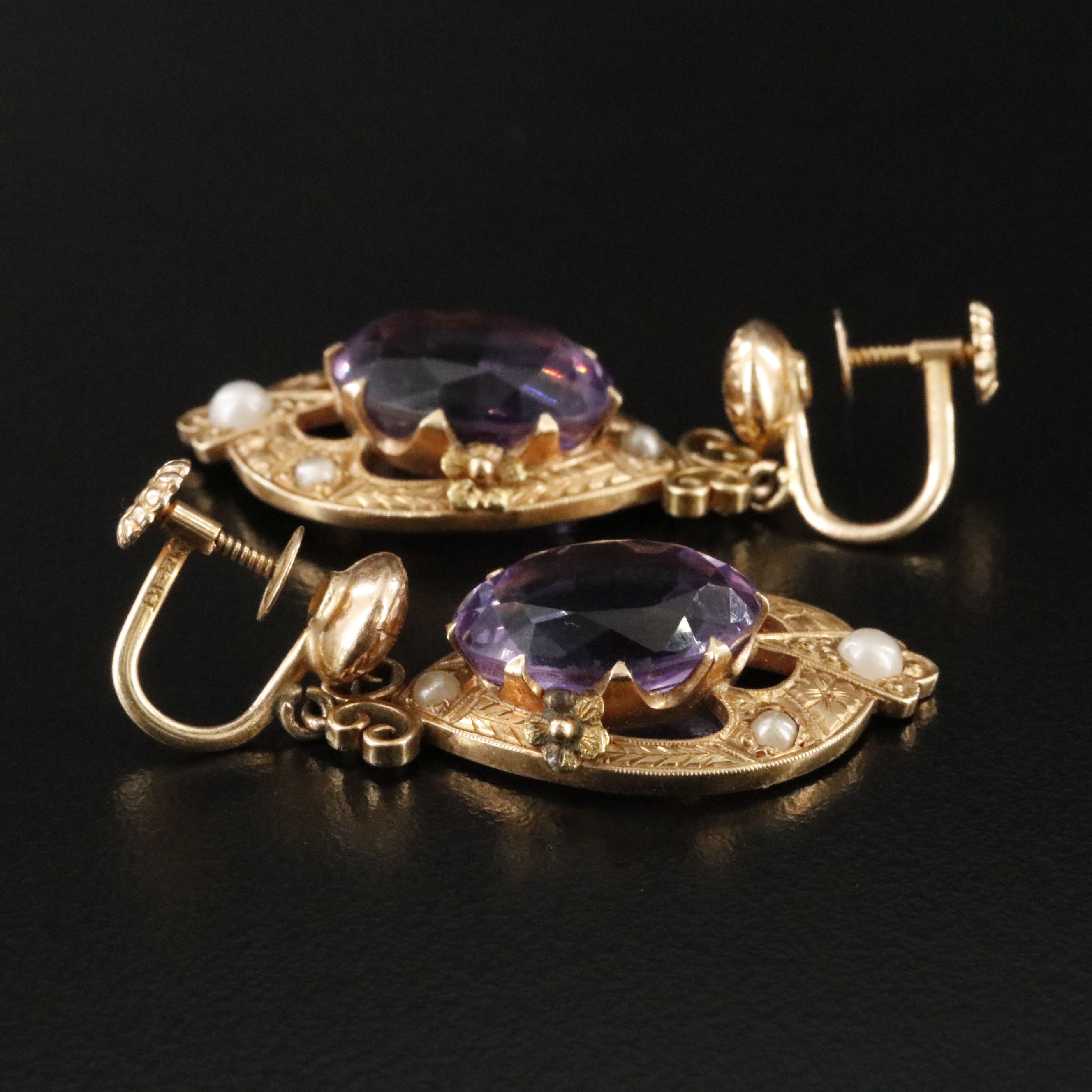 Victorian 14K Amethyst Drop Earrings