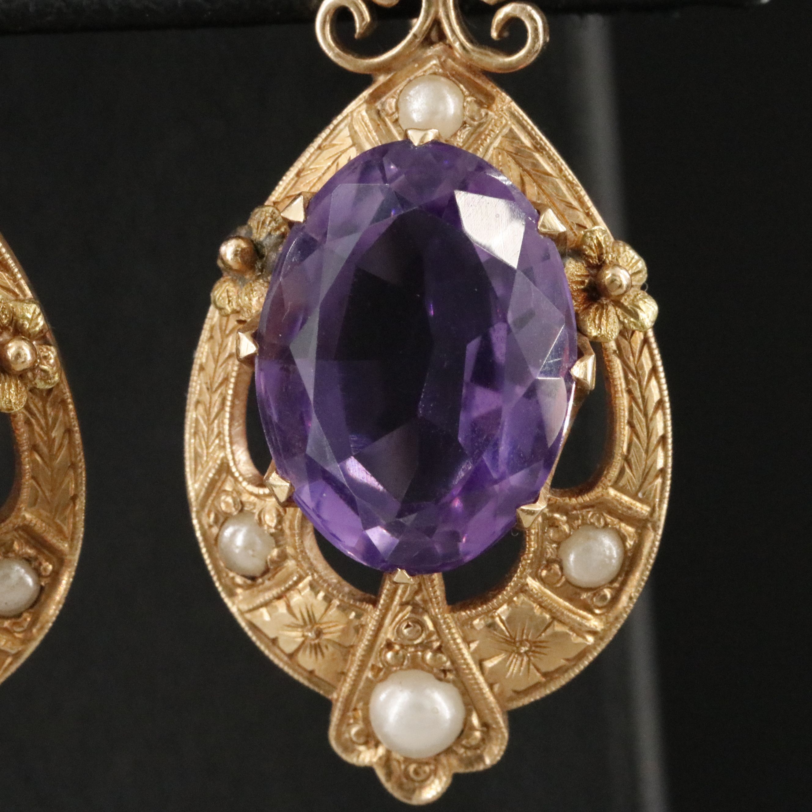 Victorian 14K Amethyst Drop Earrings