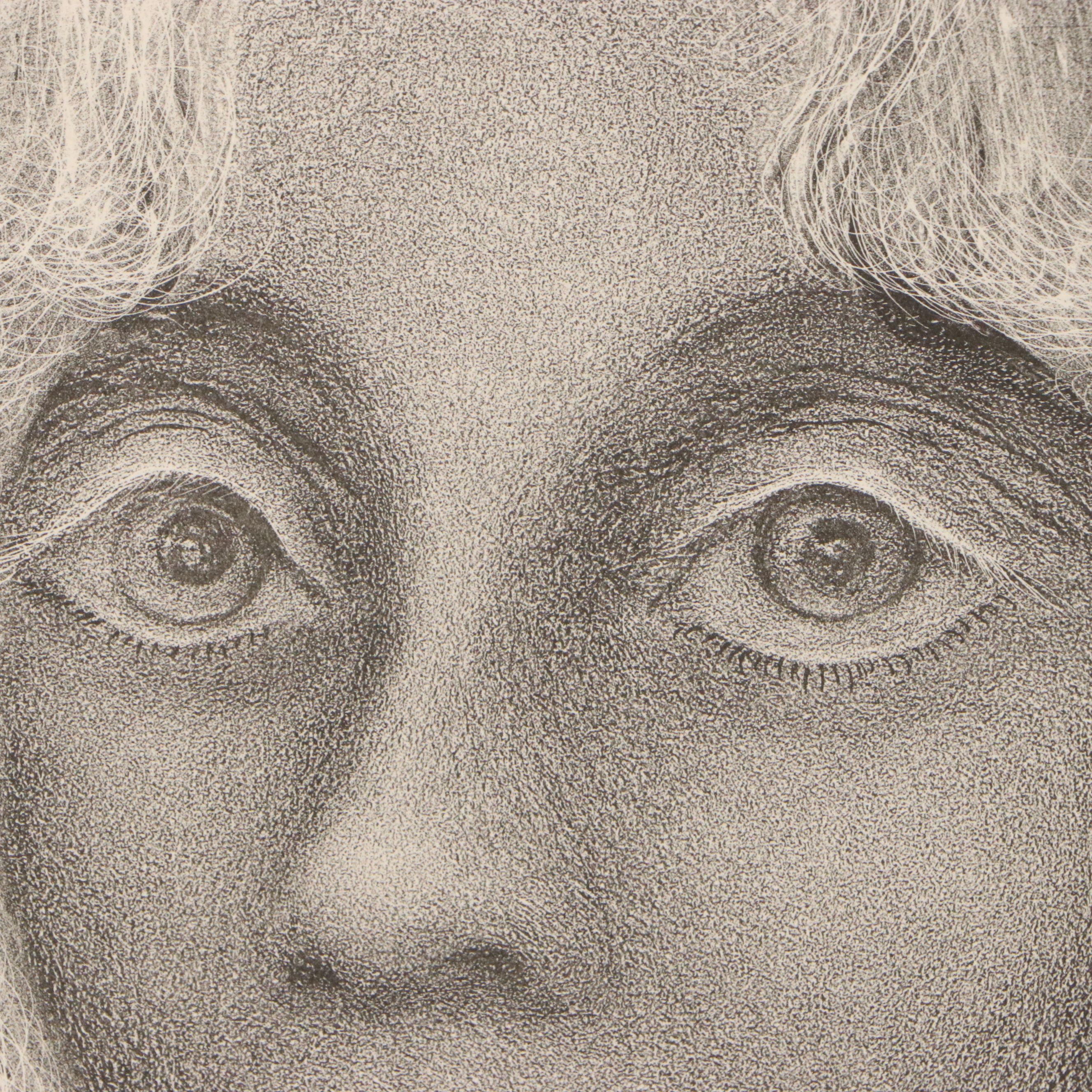 Maybelle Richardson Stamper Lithograph "Girl and Flowers"