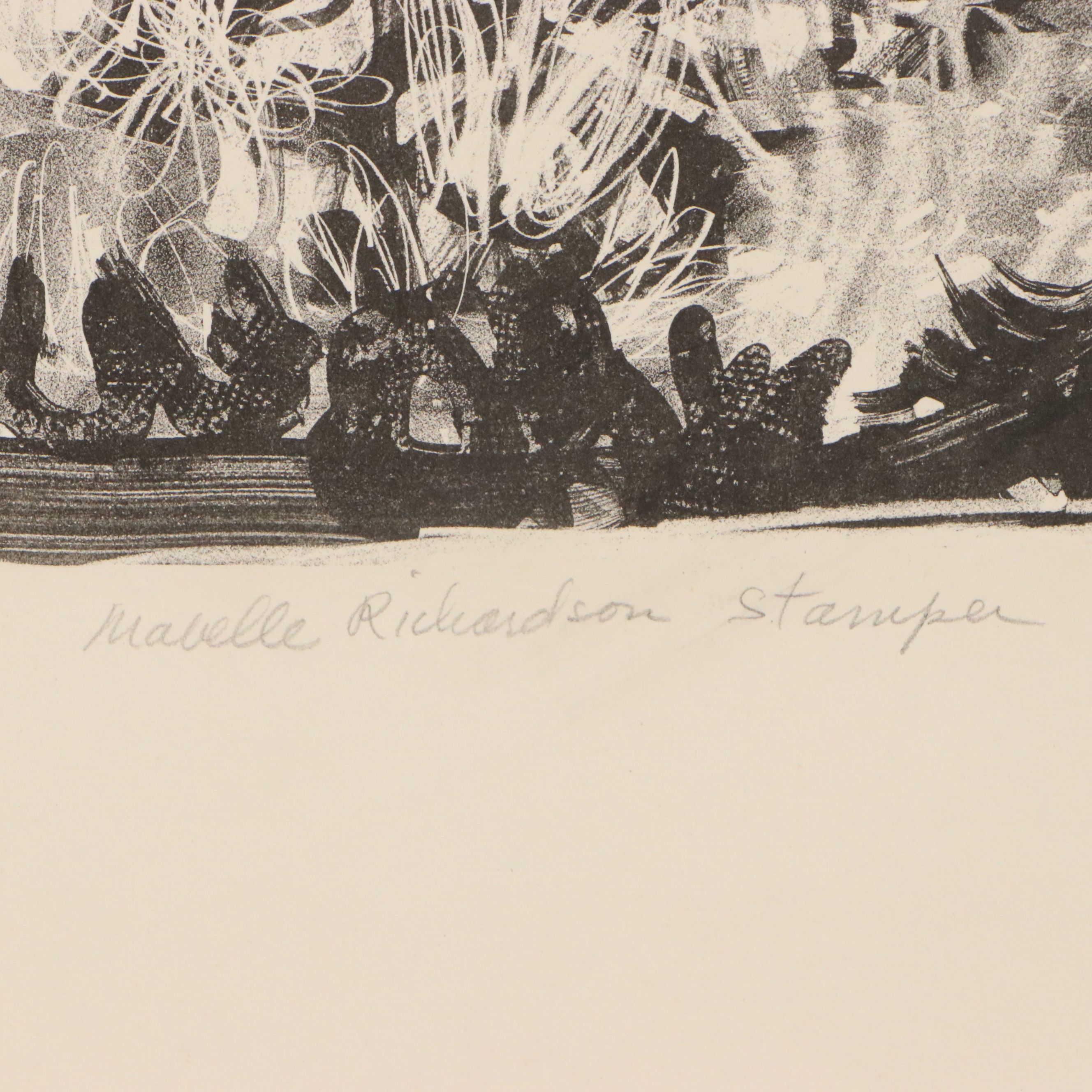 Maybelle Richardson Stamper Lithograph "Girl and Flowers"