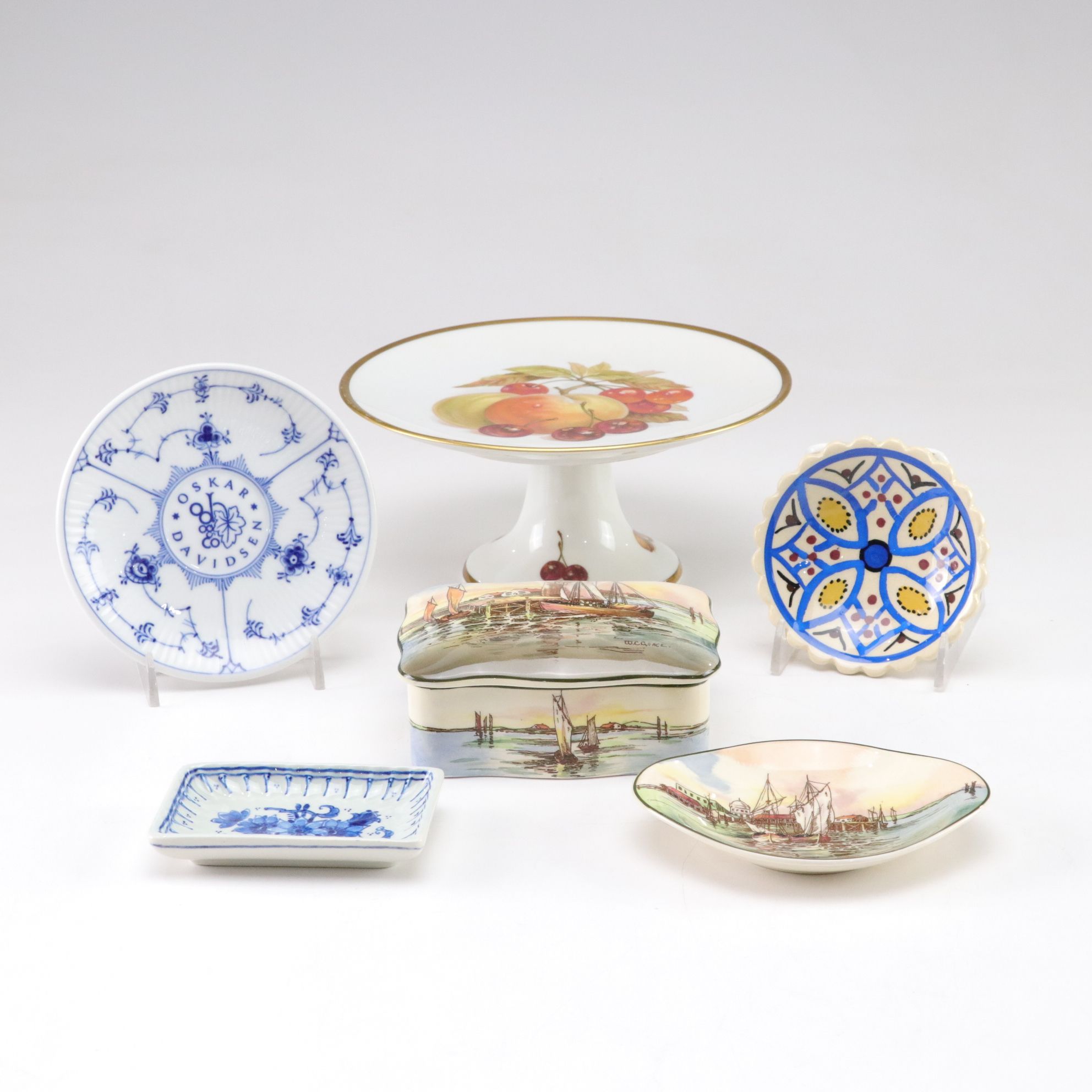 European Porcelain Jewelry Dishes, Pedestal Dish & More