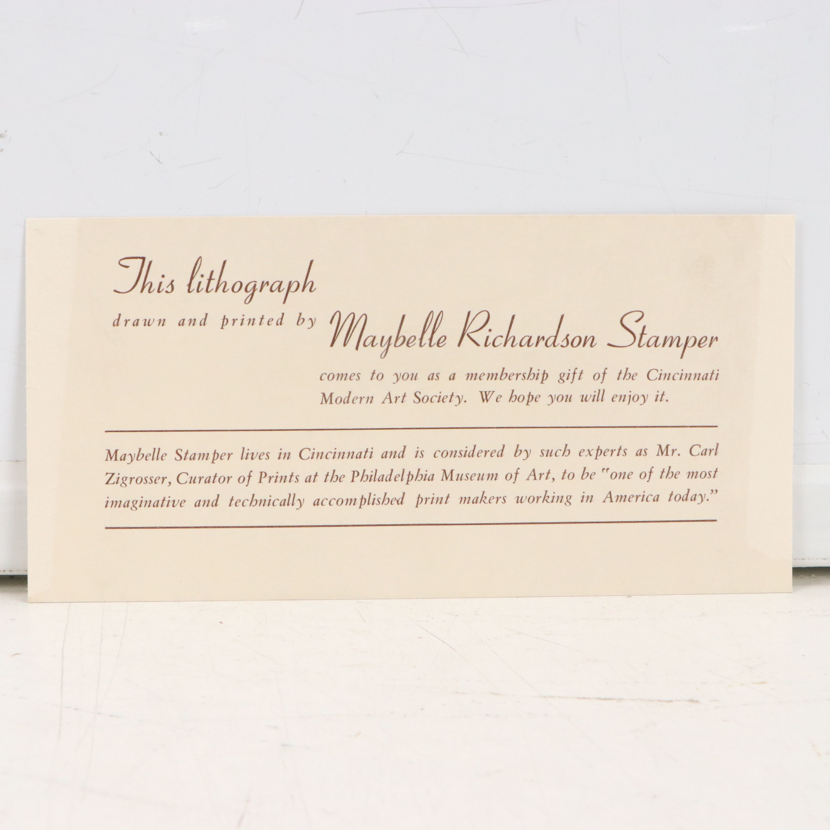 Maybelle Richardson Stamper Lithograph "Girl and Flowers"