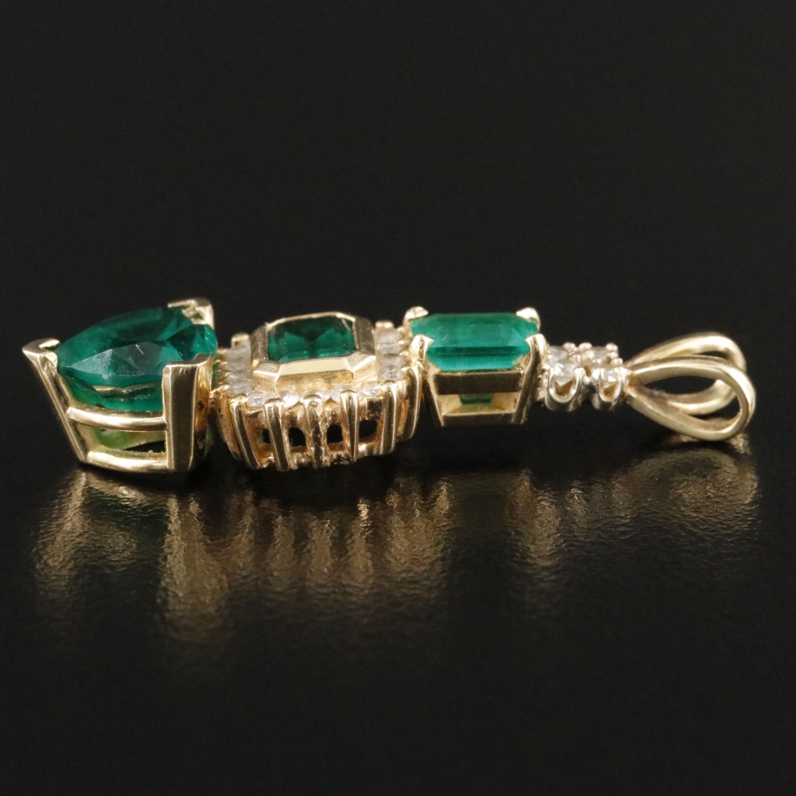 14K Emerald and Diamond Pendant
