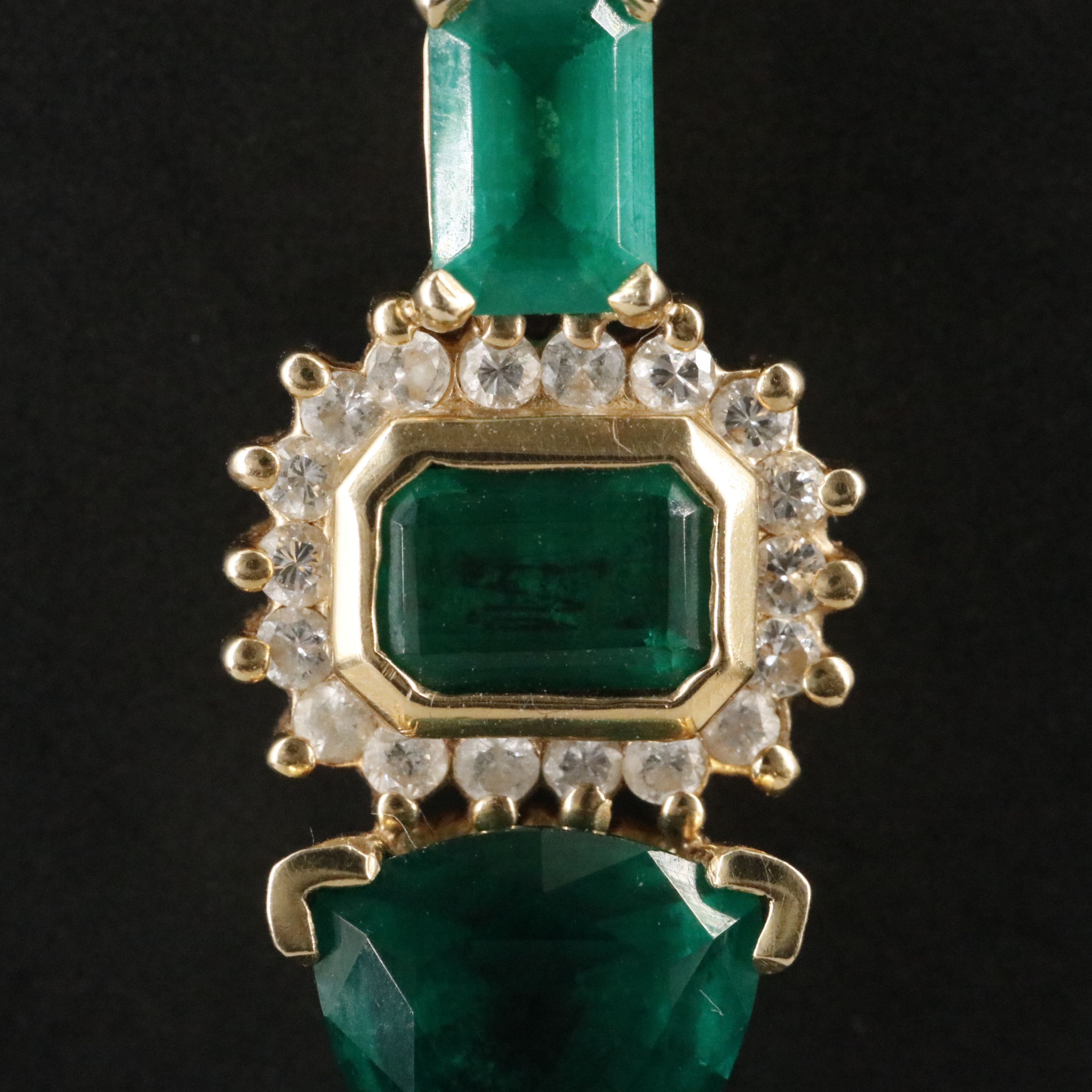14K Emerald and Diamond Pendant