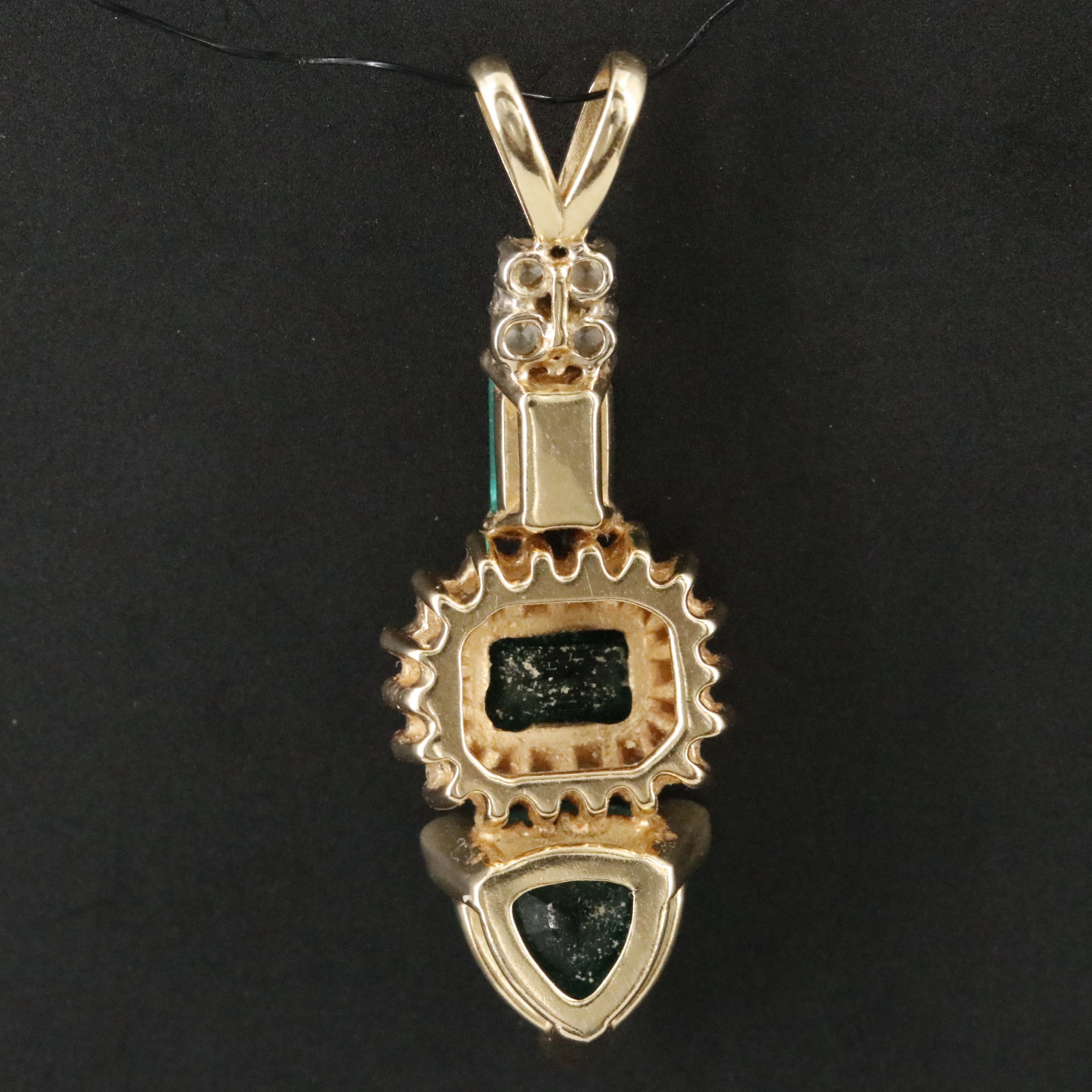 14K Emerald and Diamond Pendant