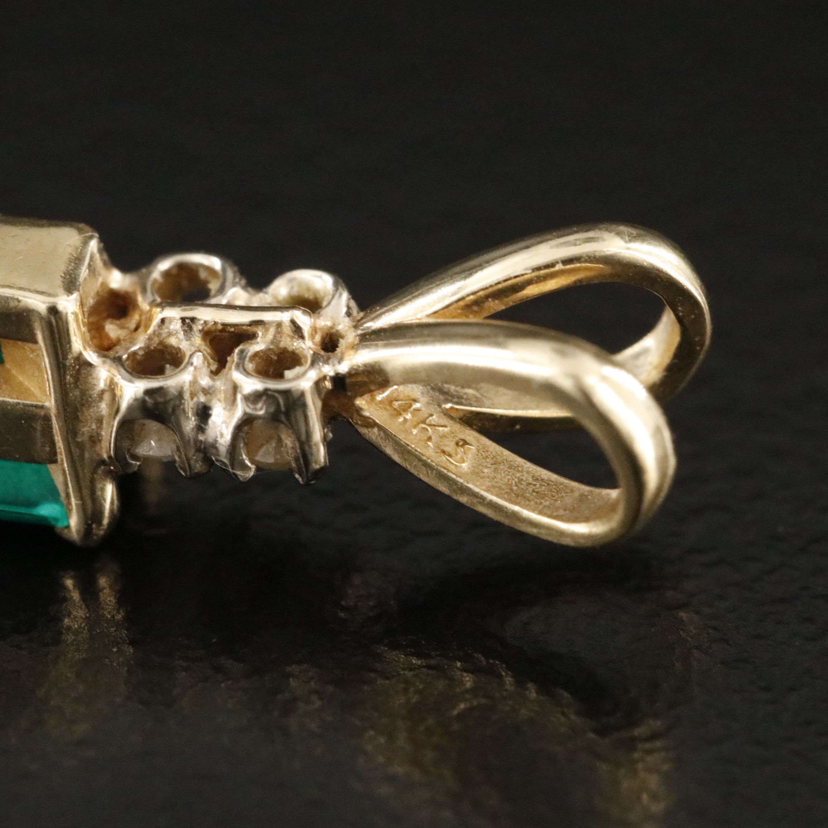14K Emerald and Diamond Pendant