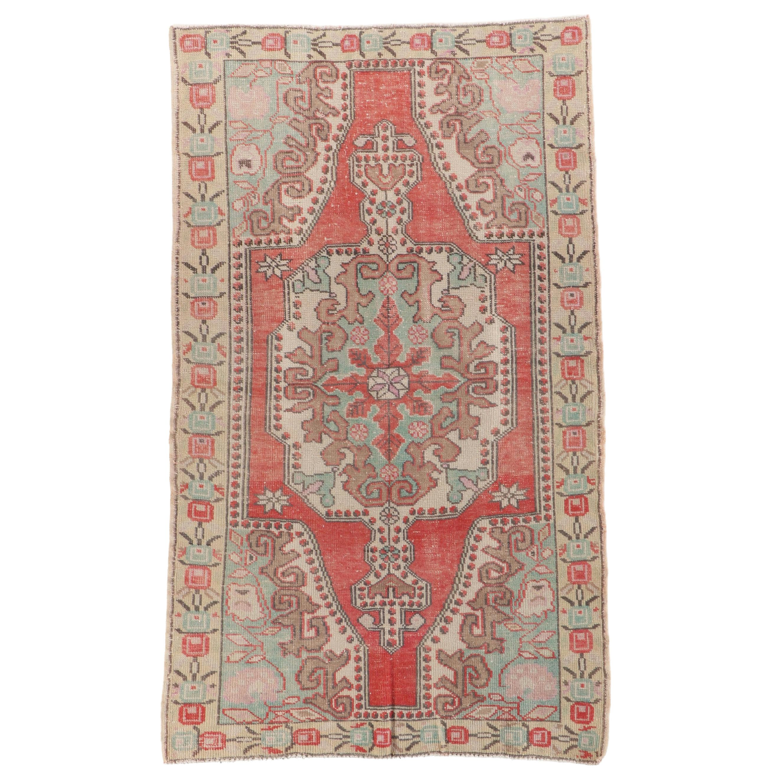 4'4 x 7'3 Hand-Knotted Turkish Anatolian Area Rug