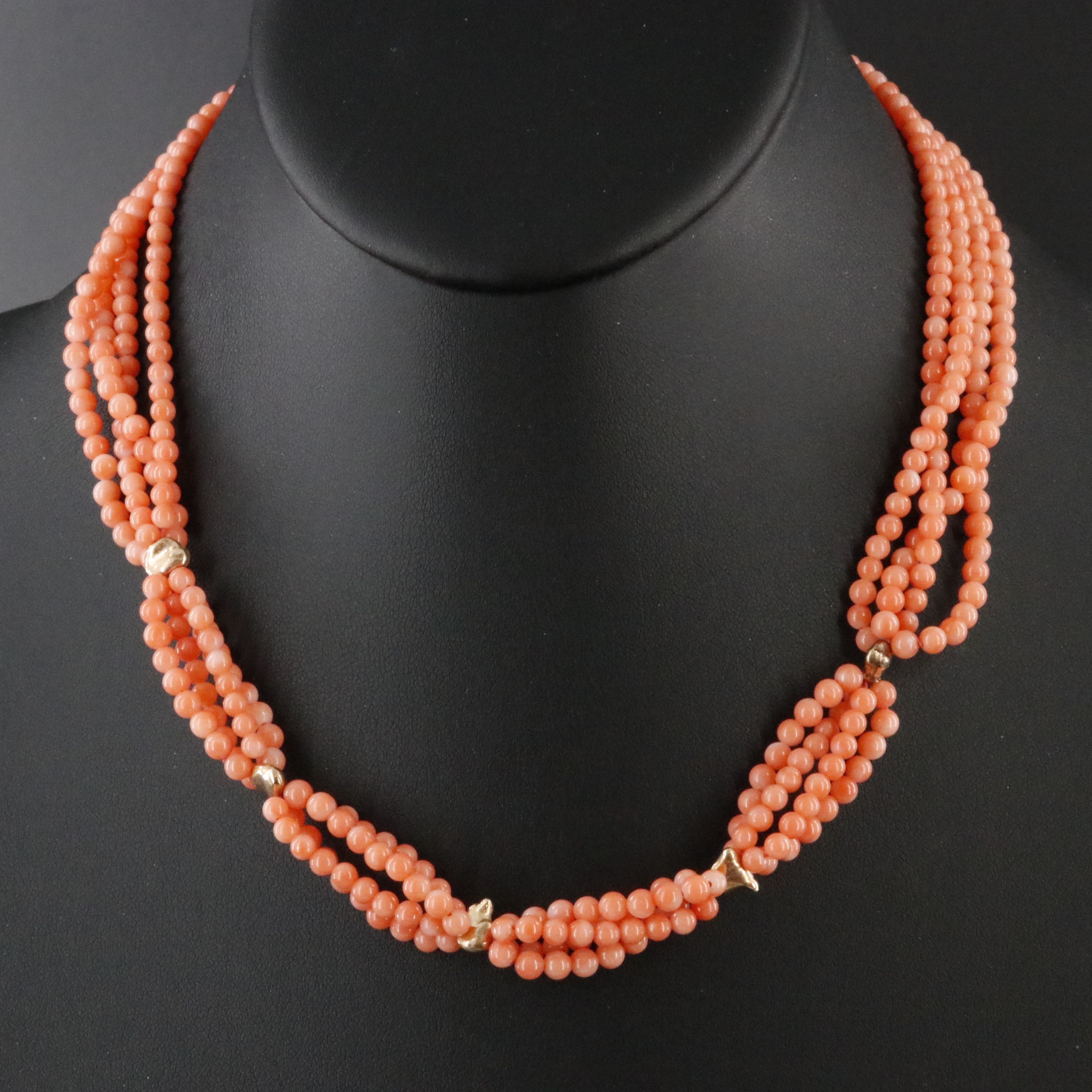 14K Coral Four Strand Necklace