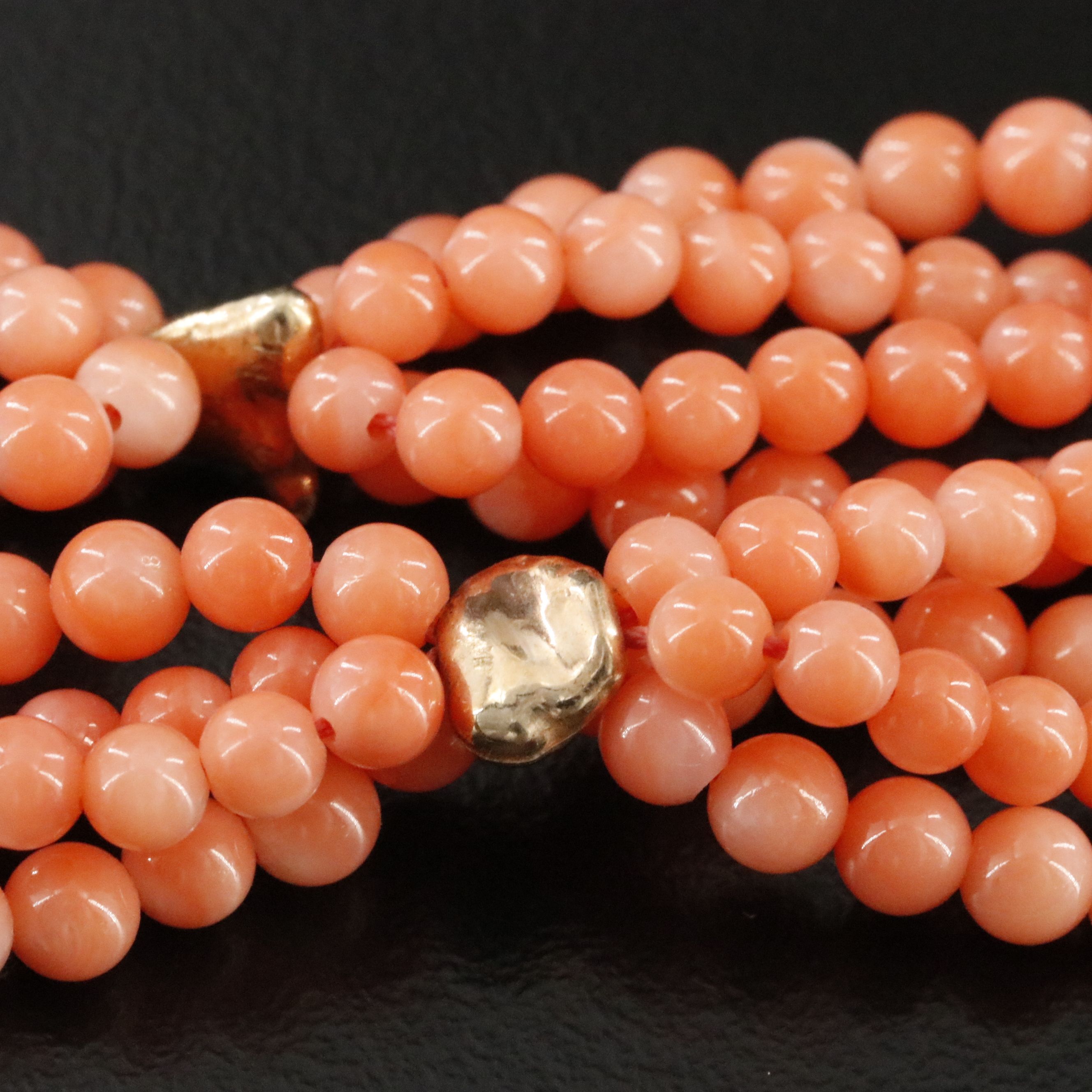 14K Coral Four Strand Necklace