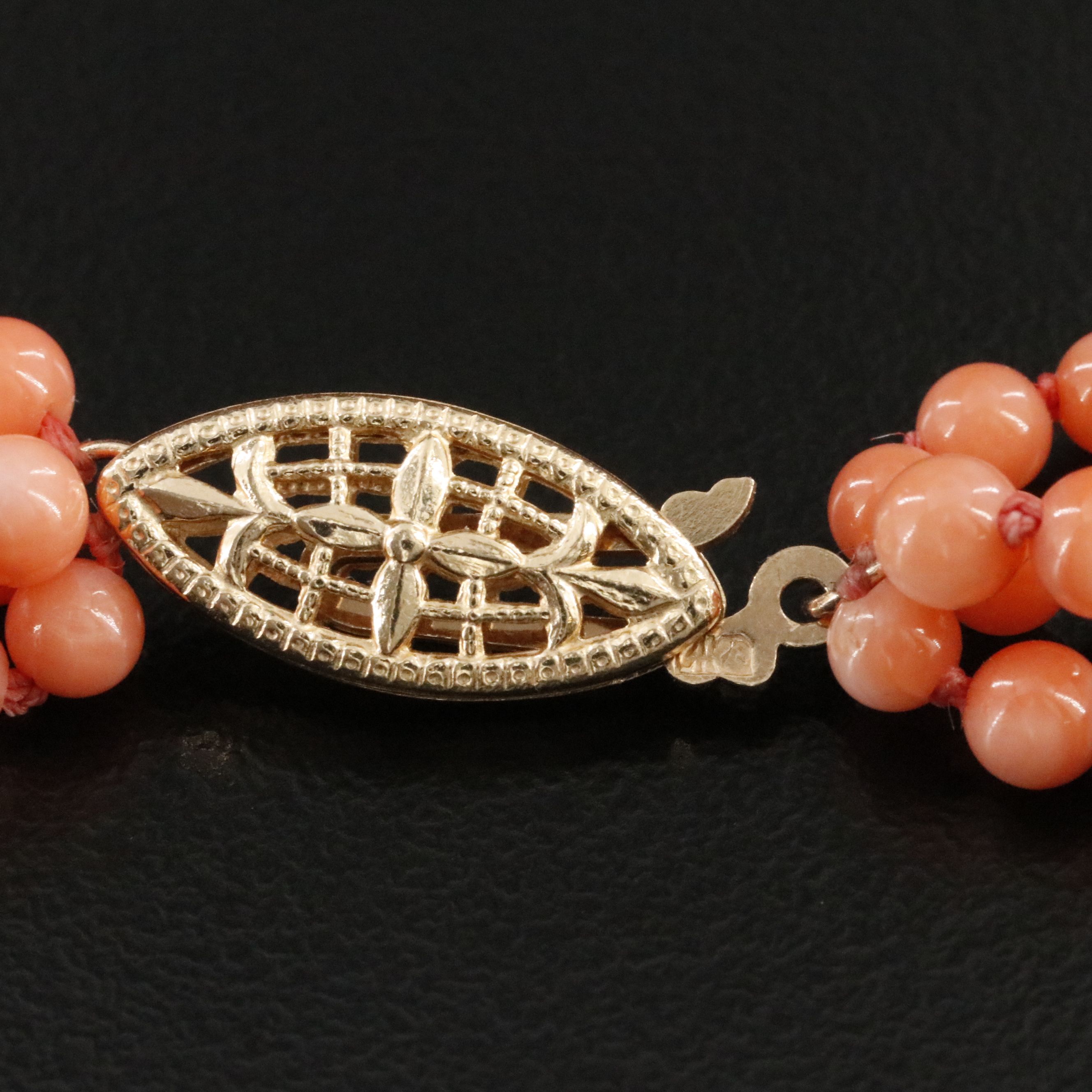14K Coral Four Strand Necklace