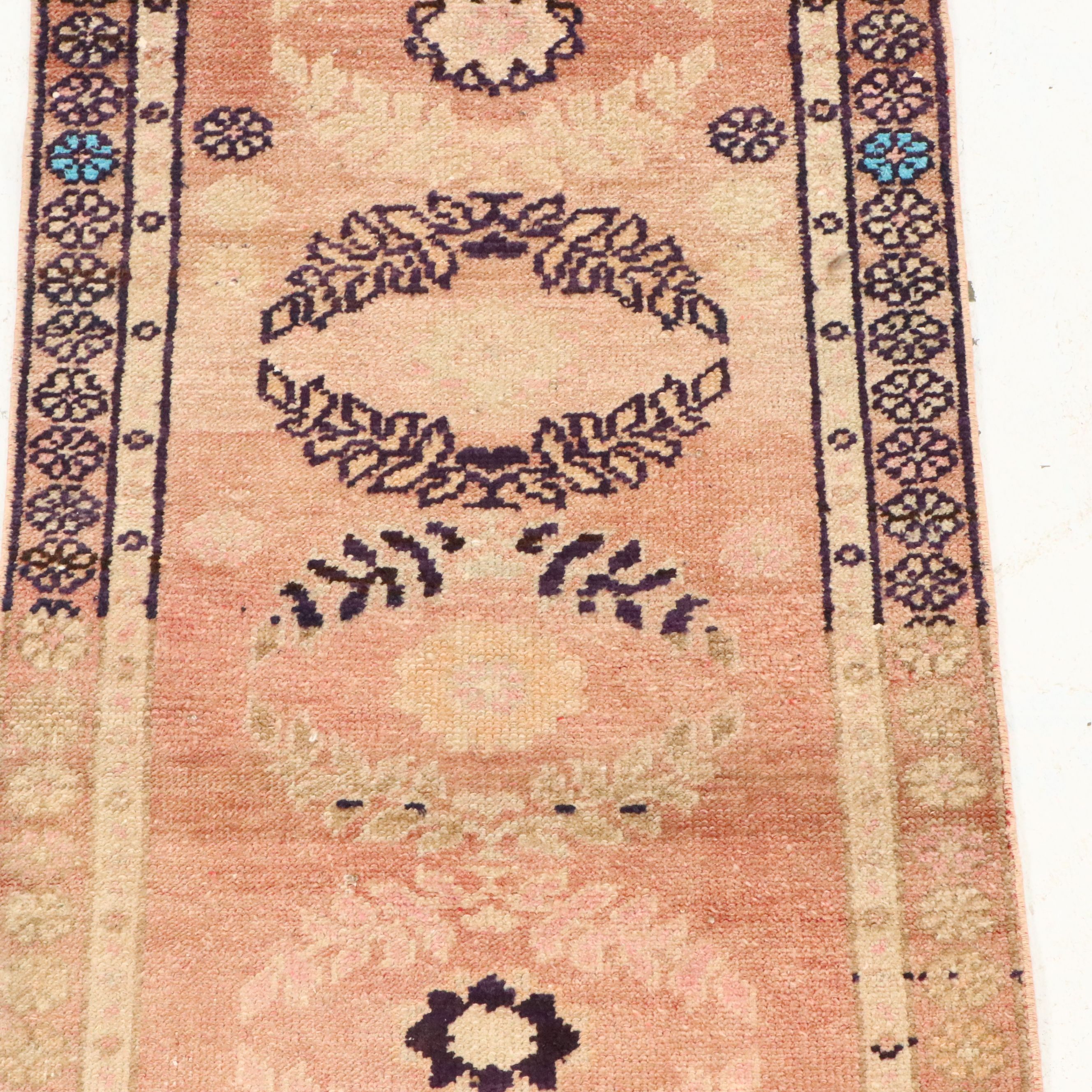 2'8 x 12'8 Hand-Knotted Turkish Oushak Carpet Runner