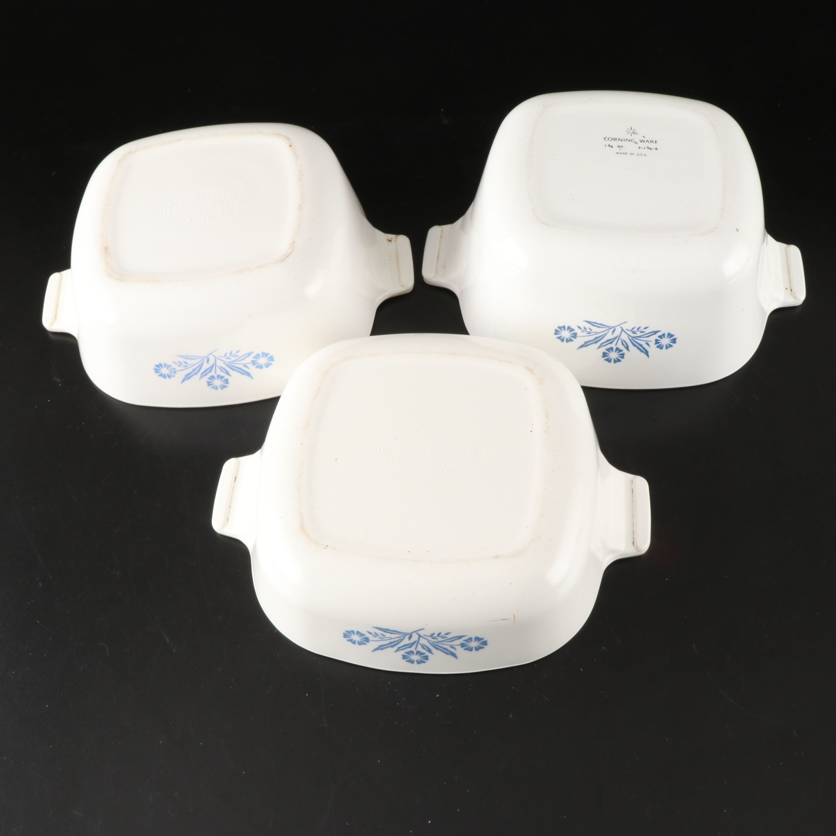 Corning Ware "Blue Cornflower" Pyroceram Casseroles and Detachable Pot Handles