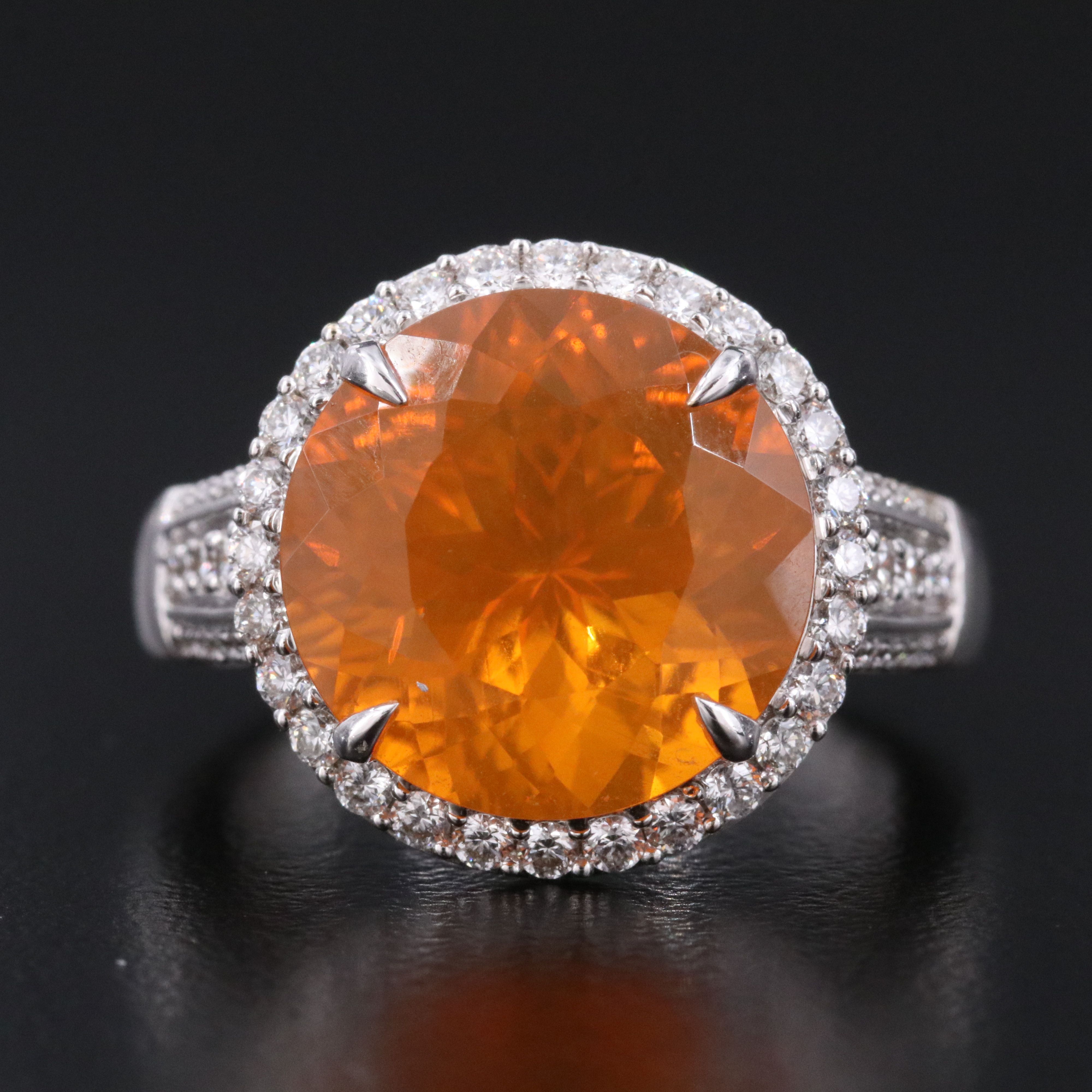 Chromia 18K Fire Opal and Diamond Ring