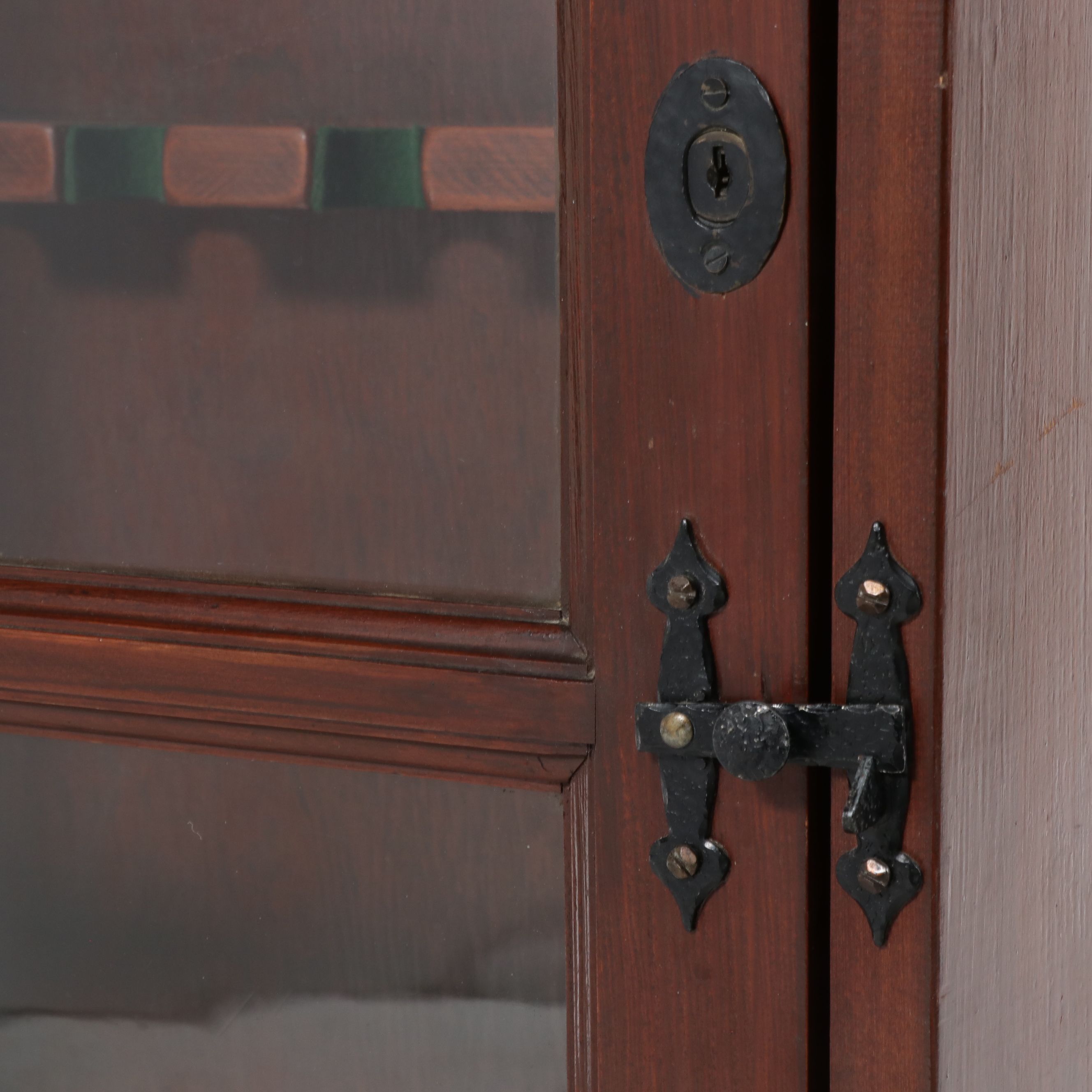 Federal Walnut Finish Pine Glass Front Gun Cabinet, 21st Century