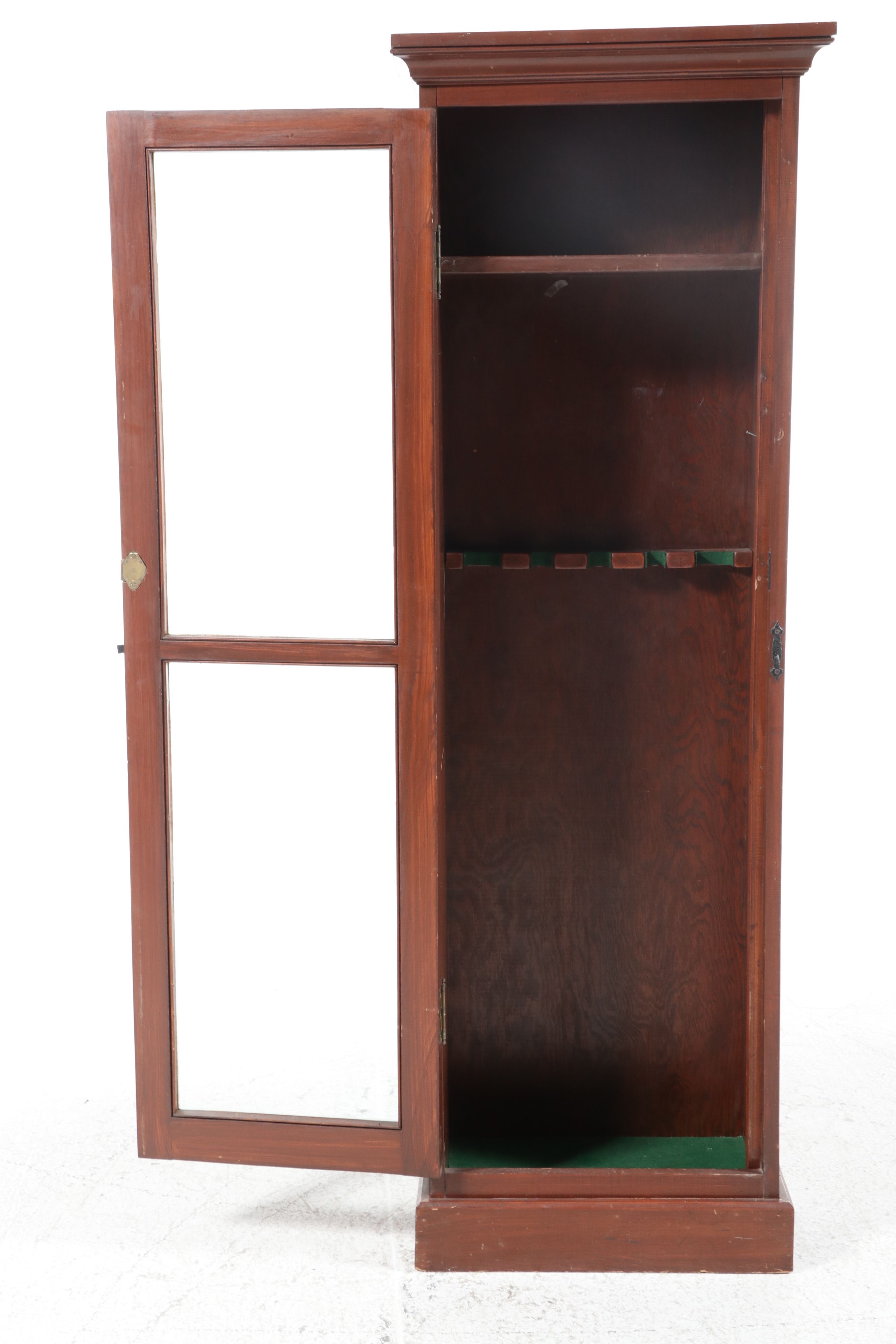Federal Walnut Finish Pine Glass Front Gun Cabinet, 21st Century