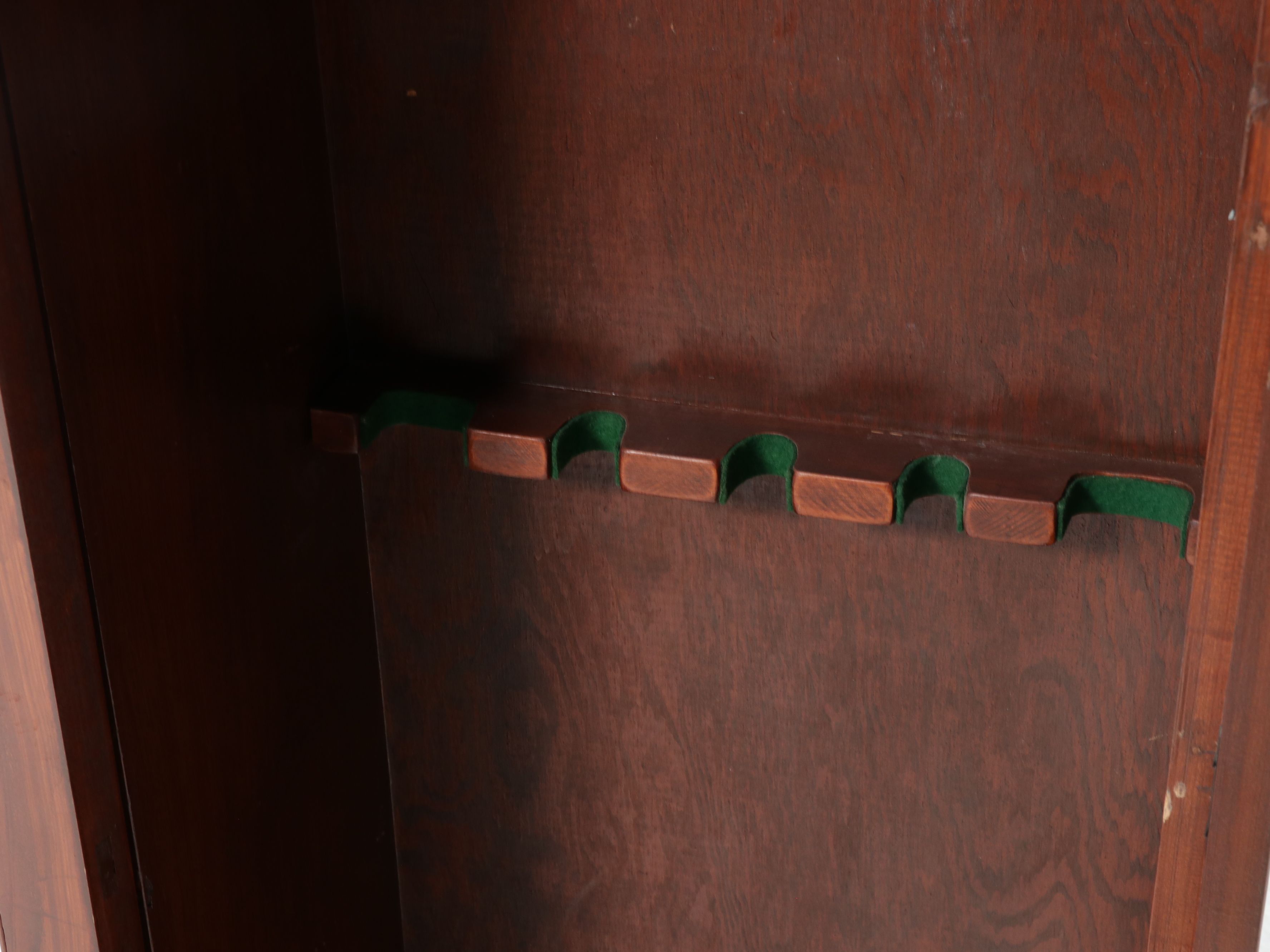 Federal Walnut Finish Pine Glass Front Gun Cabinet, 21st Century