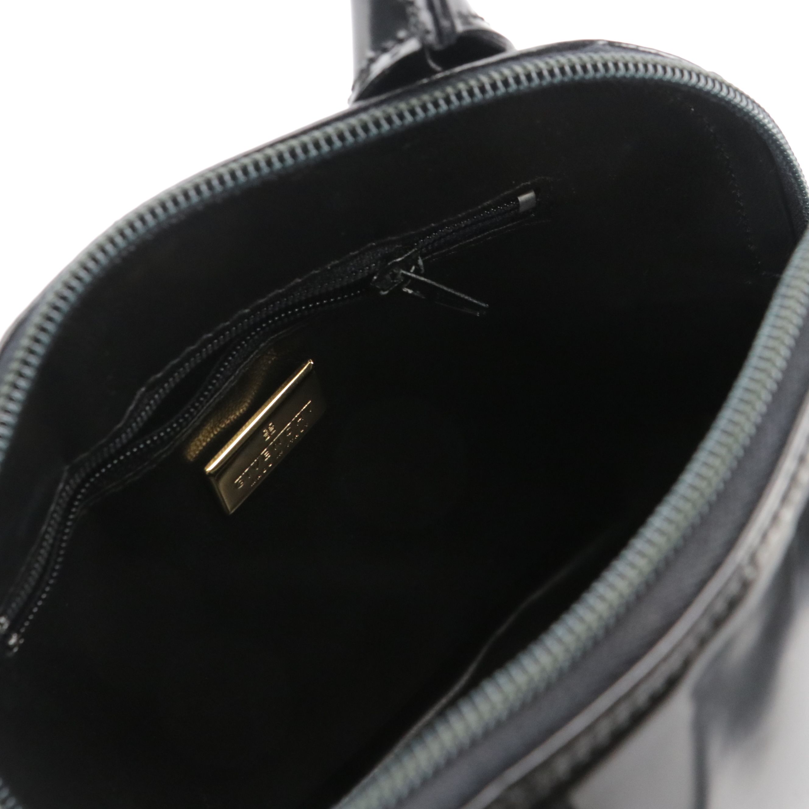 Givenchy Black Glazed Leather and Logo Cut-Out Dyed Calf Hair Top Handle Bag
