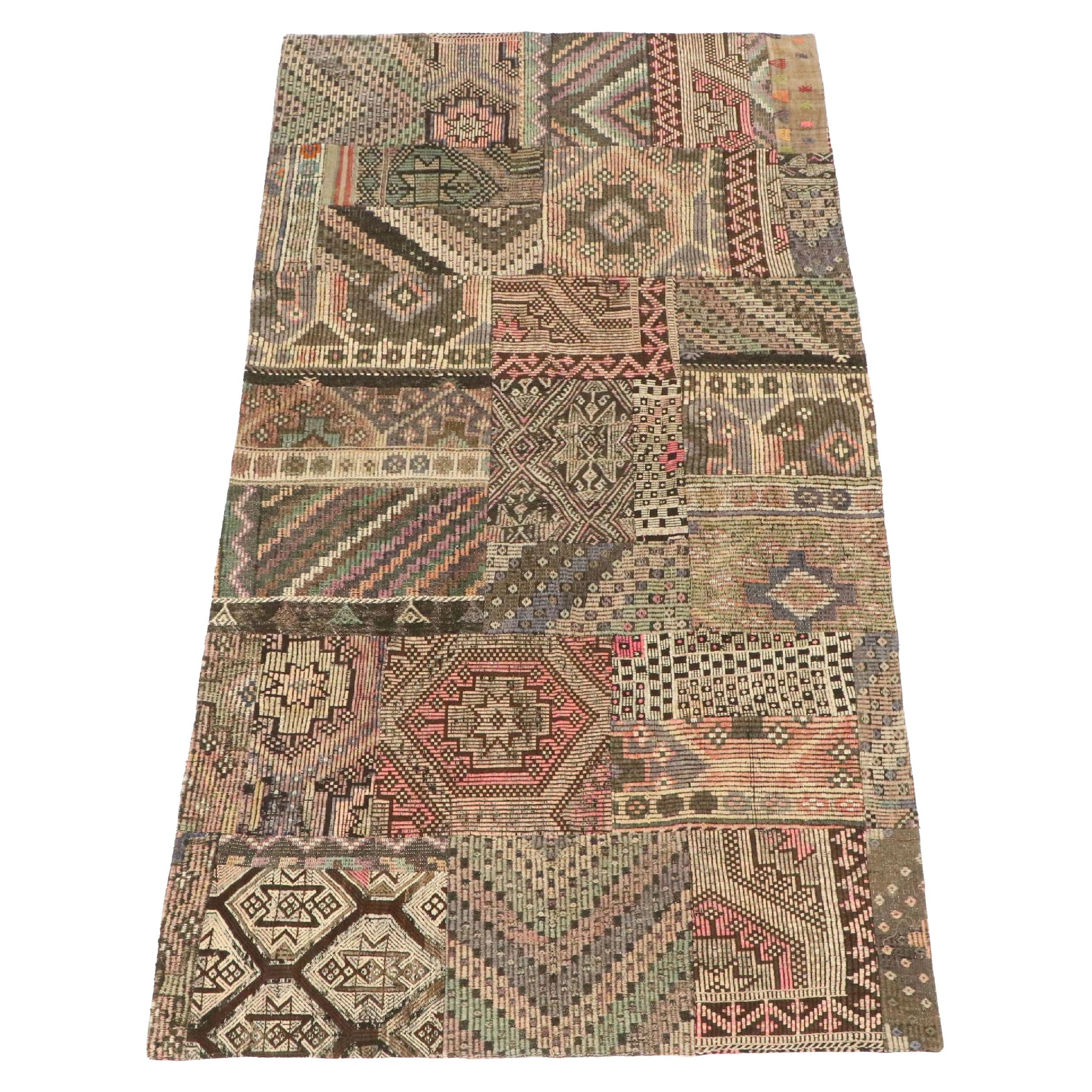 5'2 x 9'11 Handmade Turkish Patchwork Area Rug