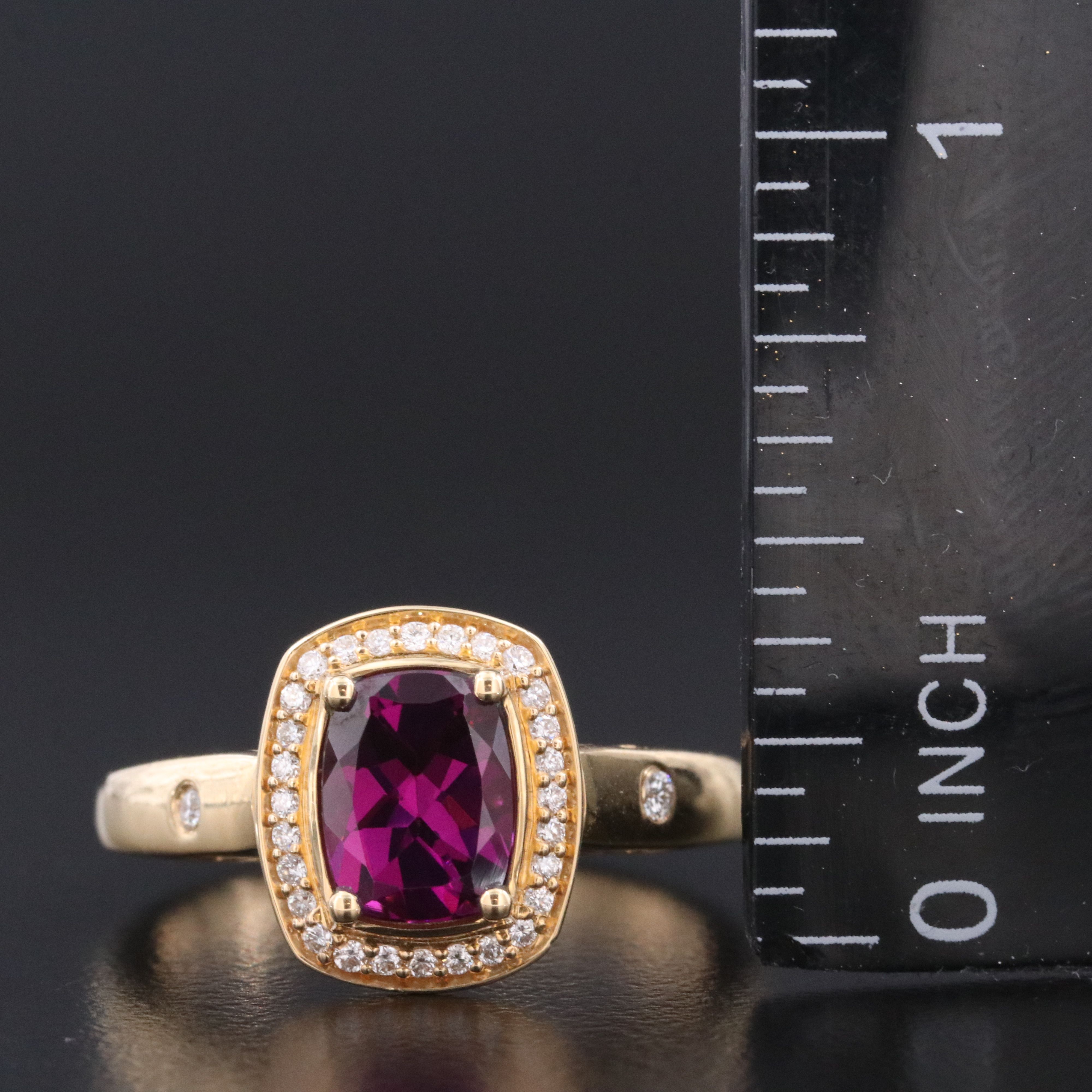 Chromia 18K Rhodolite Garnet and Diamond Ring