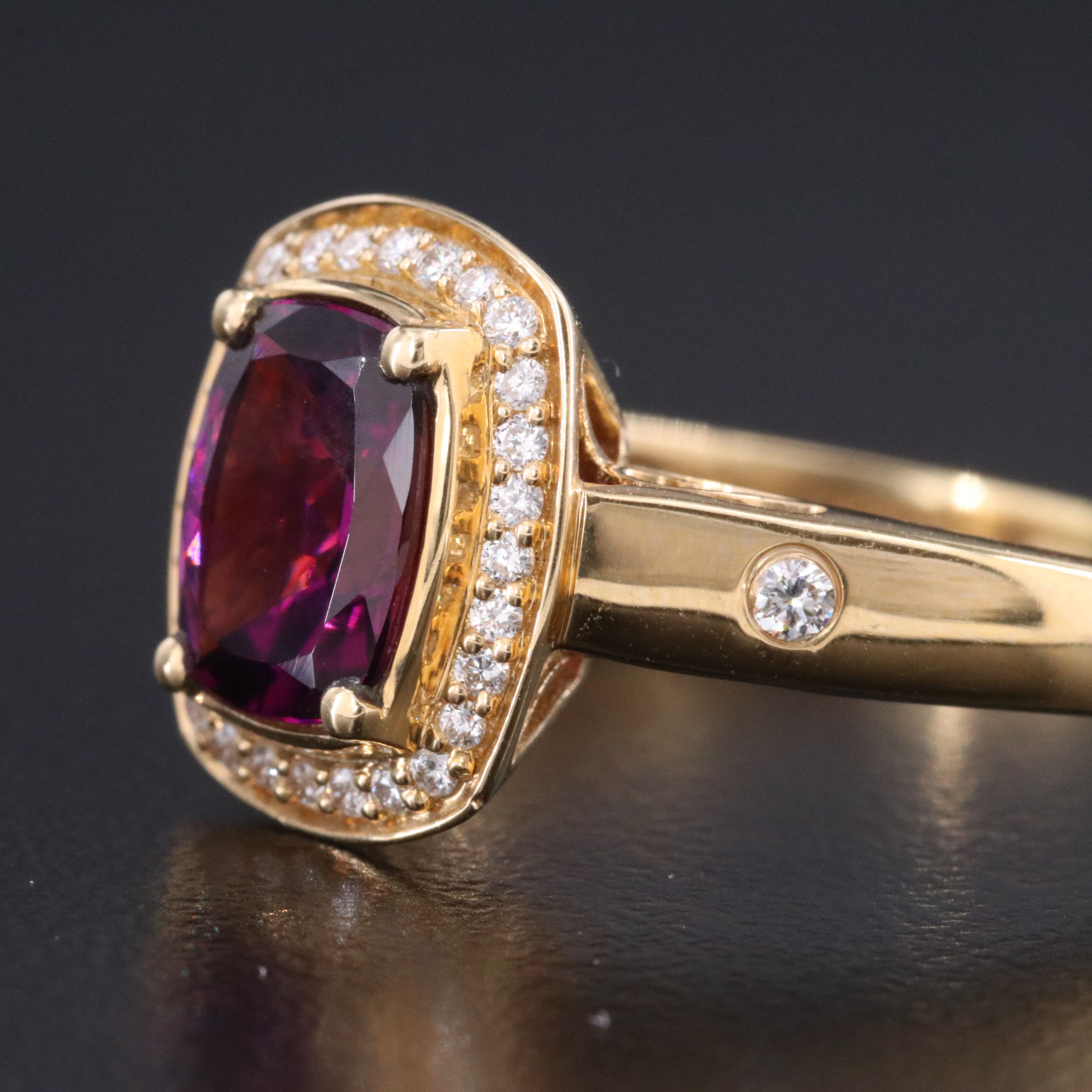 Chromia 18K Rhodolite Garnet and Diamond Ring