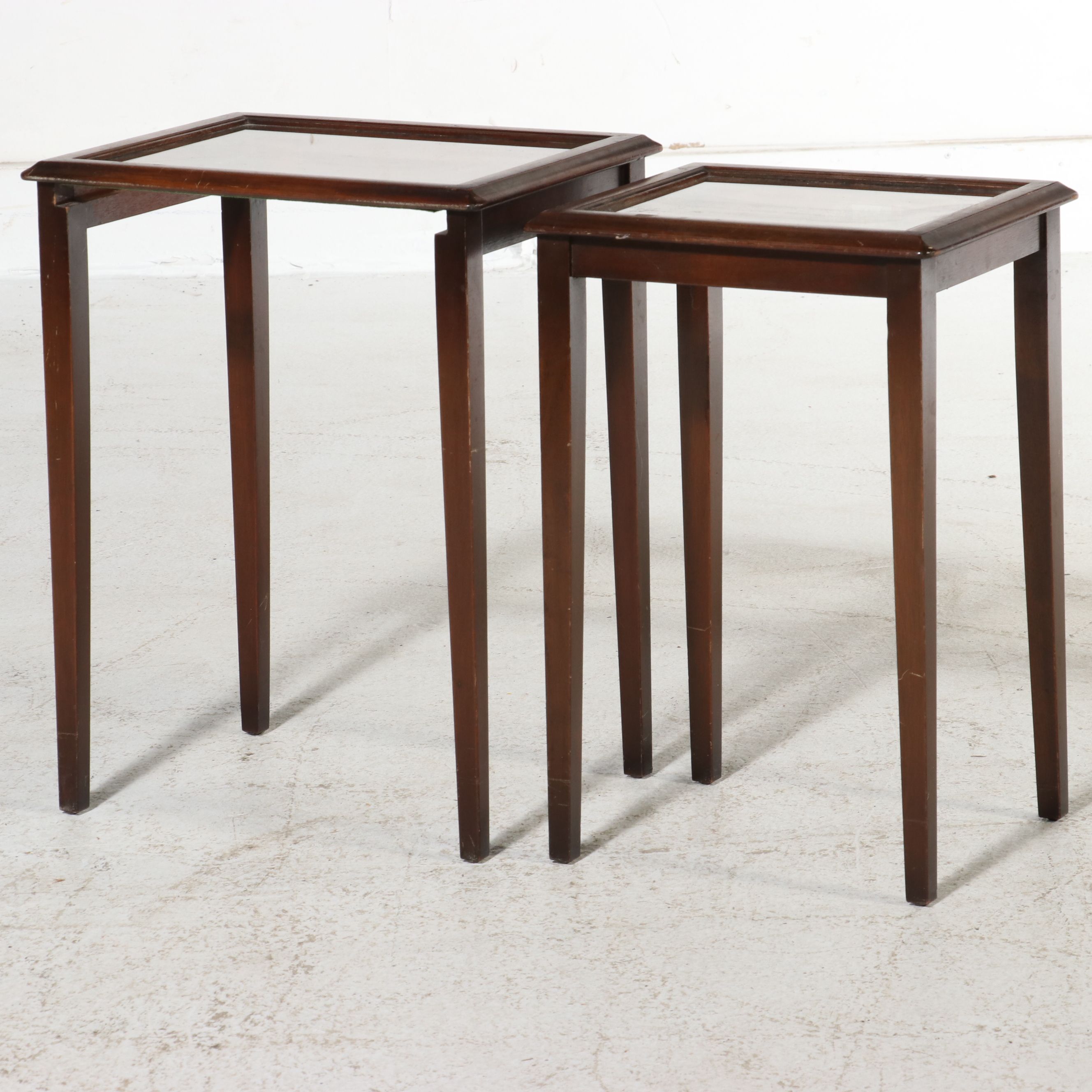 Ferguson Brothers Federal Style Mahogany and Glass Nesting Tables, Circa 1930