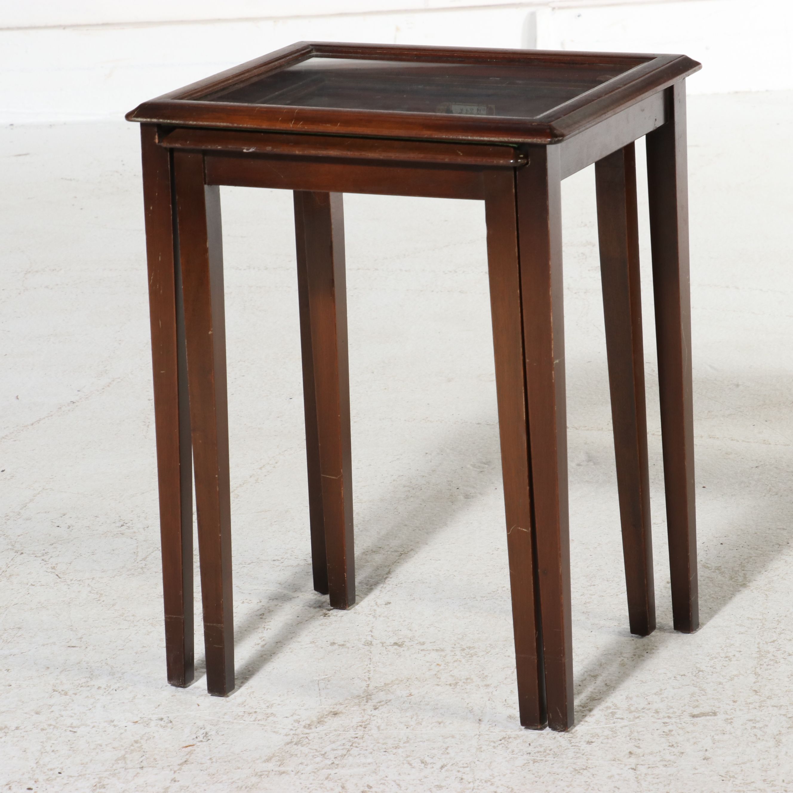 Ferguson Brothers Federal Style Mahogany and Glass Nesting Tables, Circa 1930